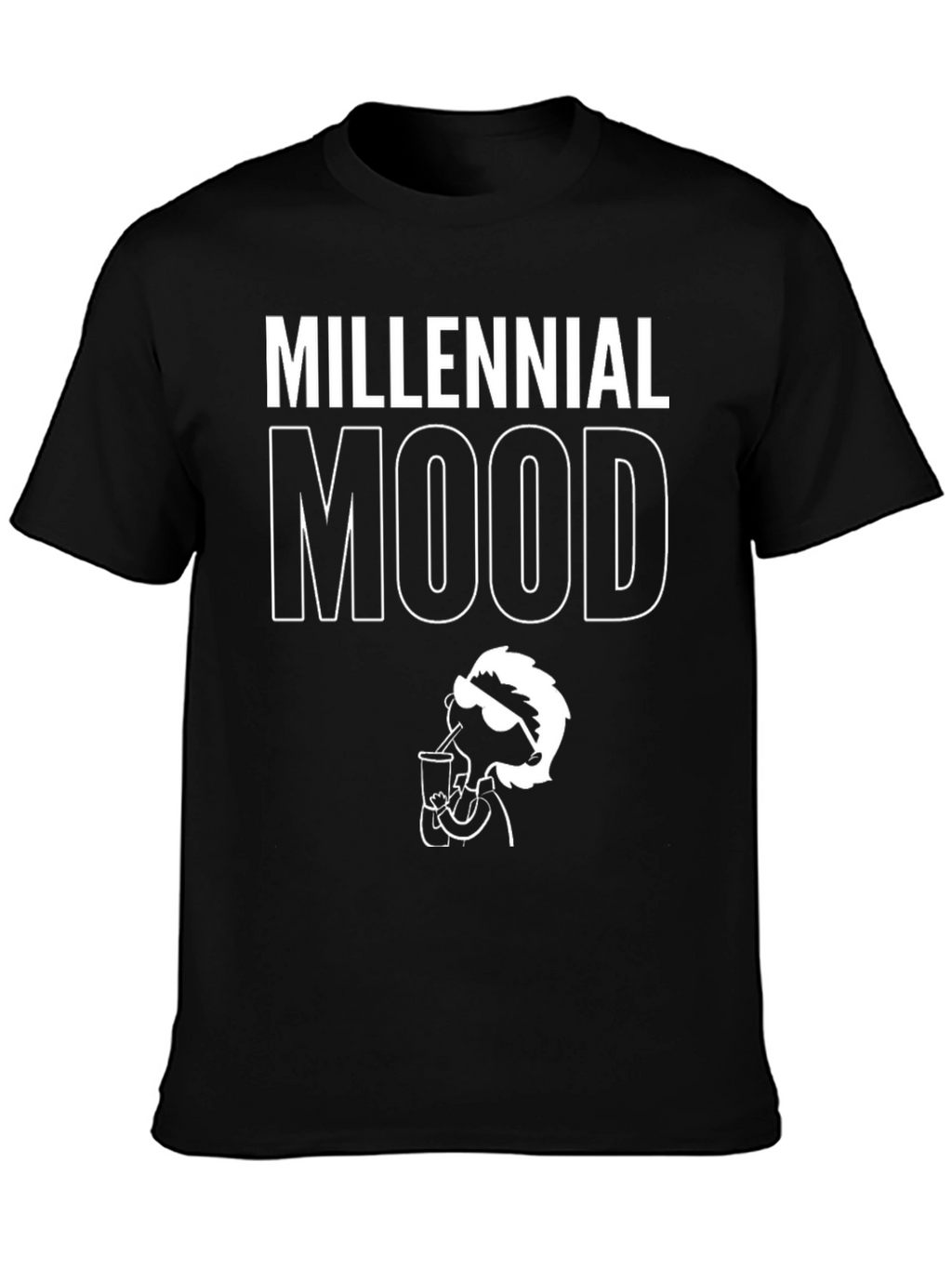 Millennial Mood Graphic Tee - Black Cotton T-Shirt