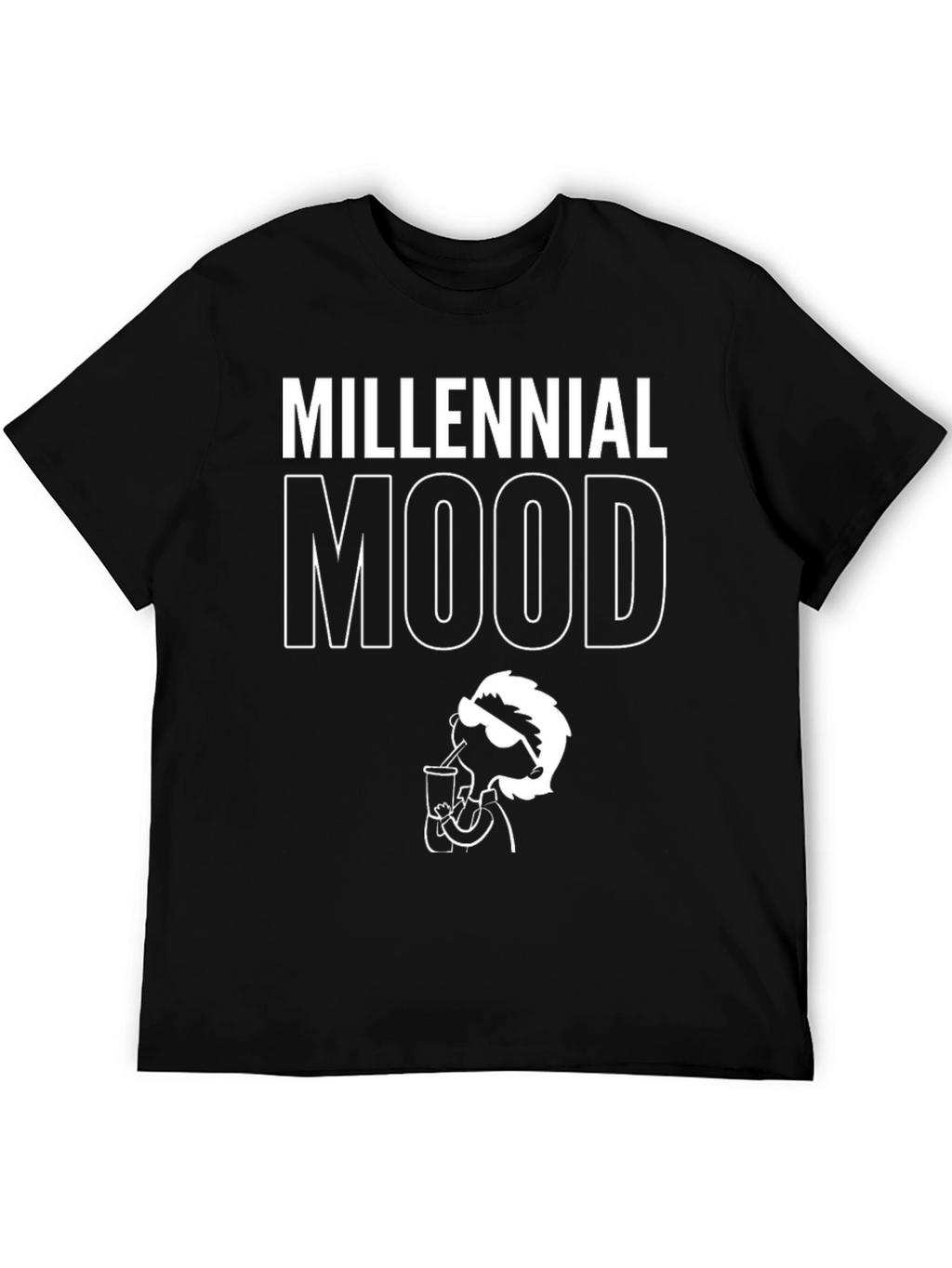 Millennial Mood Graphic Tee - Black Cotton T-Shirt