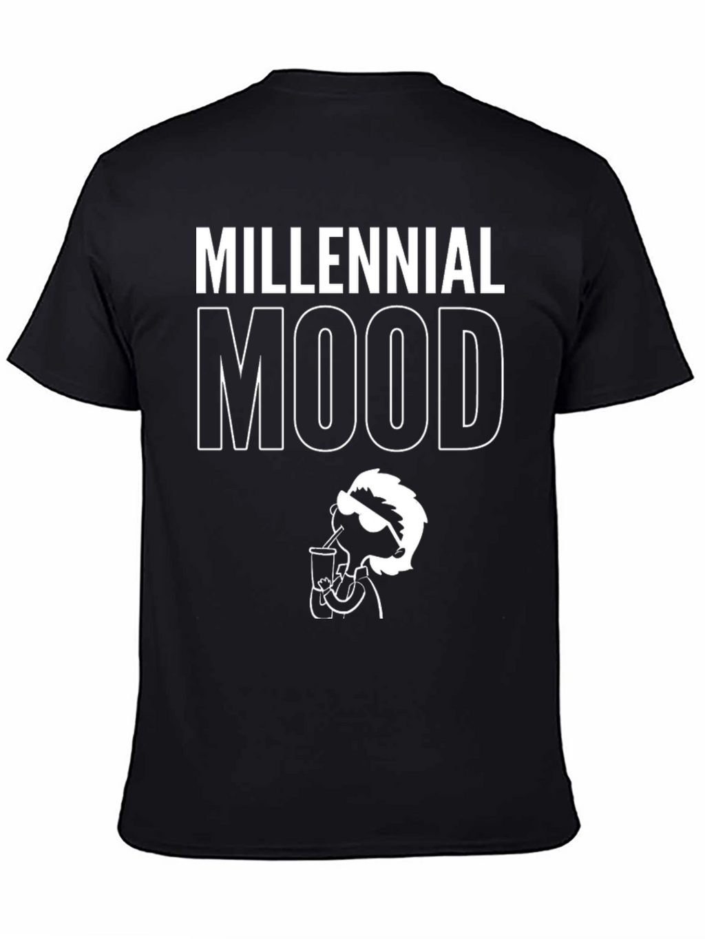 Millennial Mood Graphic Tee - Black Cotton T-Shirt