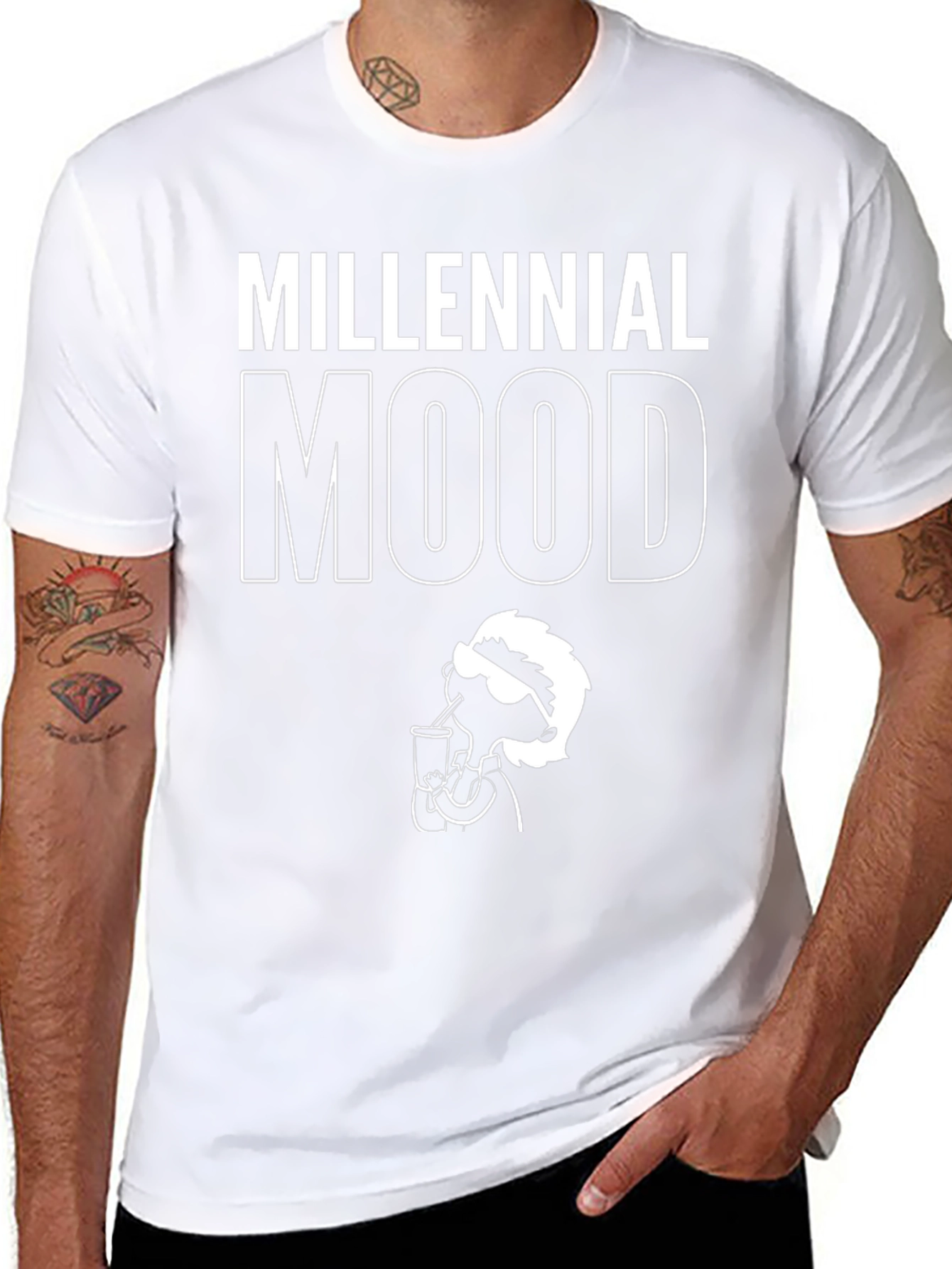 Millennial Mood Graphic Tee - Black Cotton T-Shirt