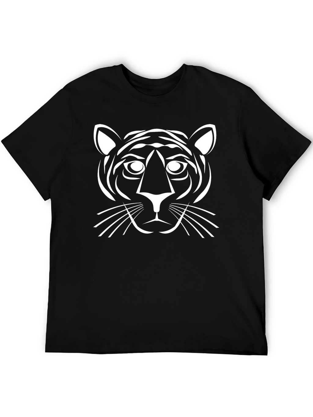 Black T-Shirt with White Tiger Graphic