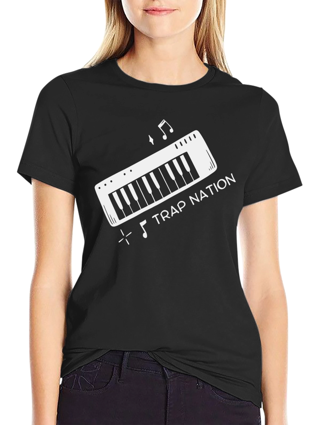 Trap Nation Music Keyboard Black Graphic Tee