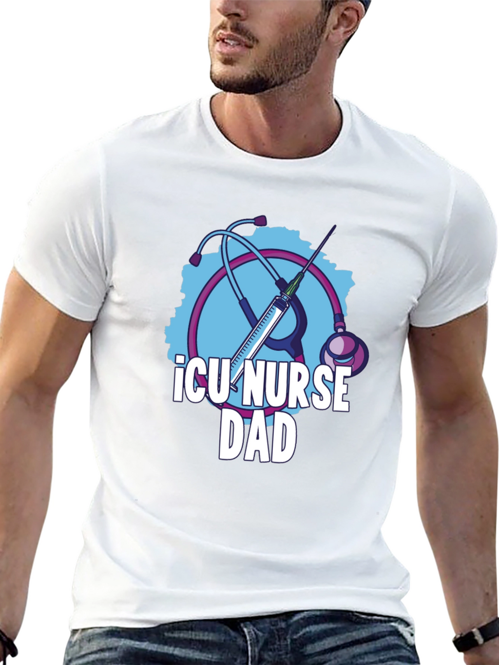 ICU Nurse Dad Graphic T-Shirt