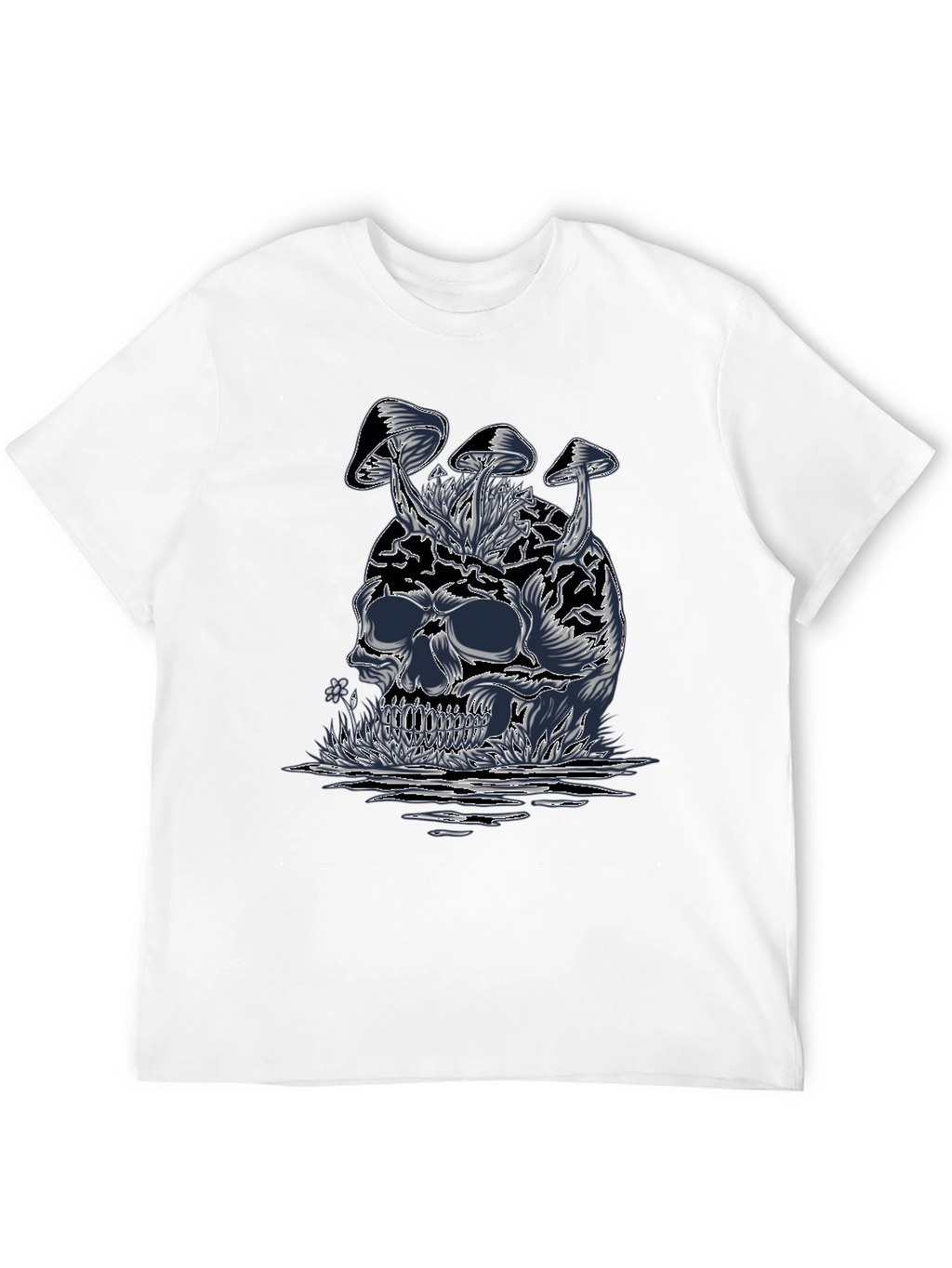 Skull & Mushroom Graphic Tee - Dark Style