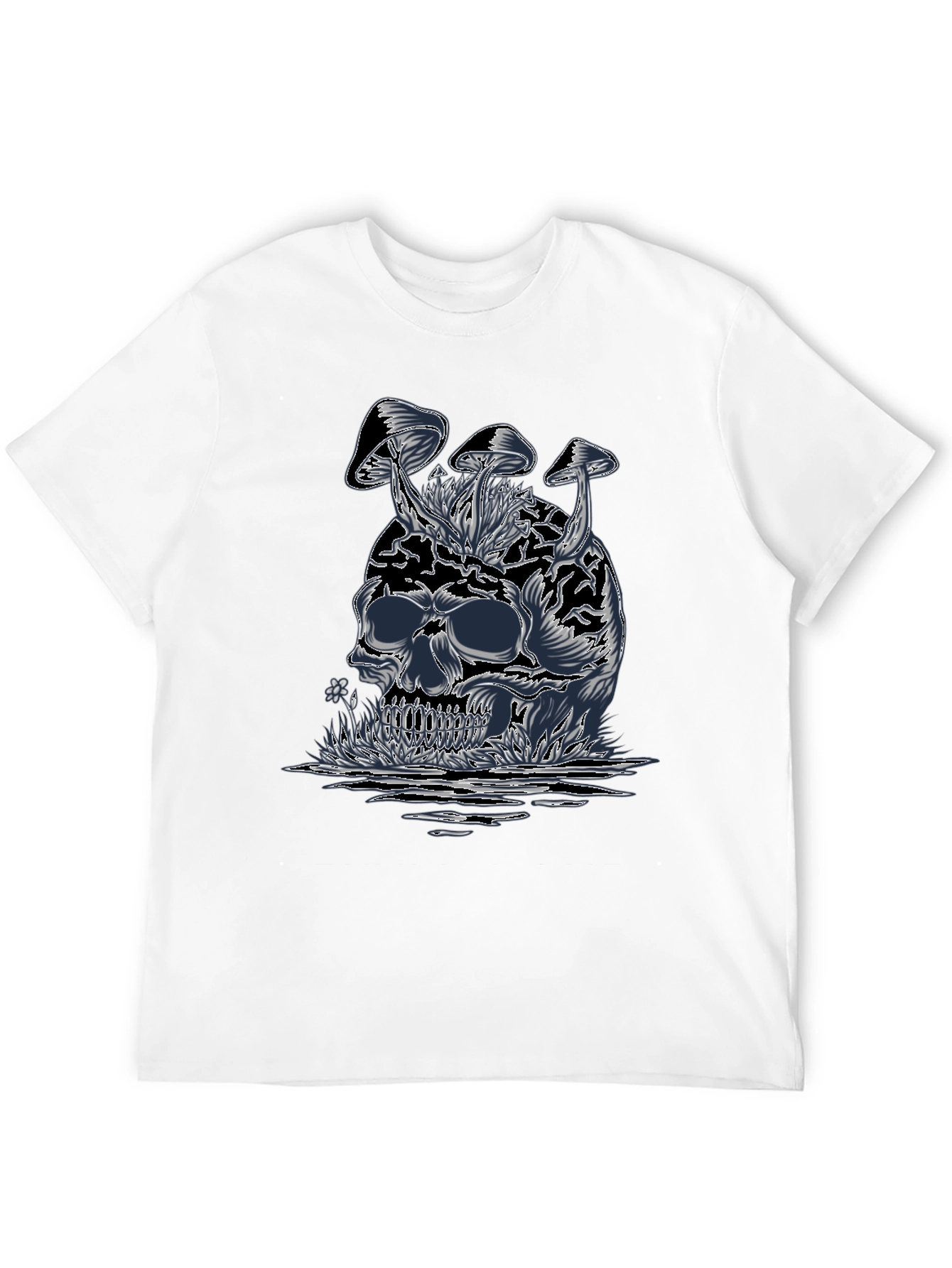 Skull & Mushroom Graphic Tee - Dark Style