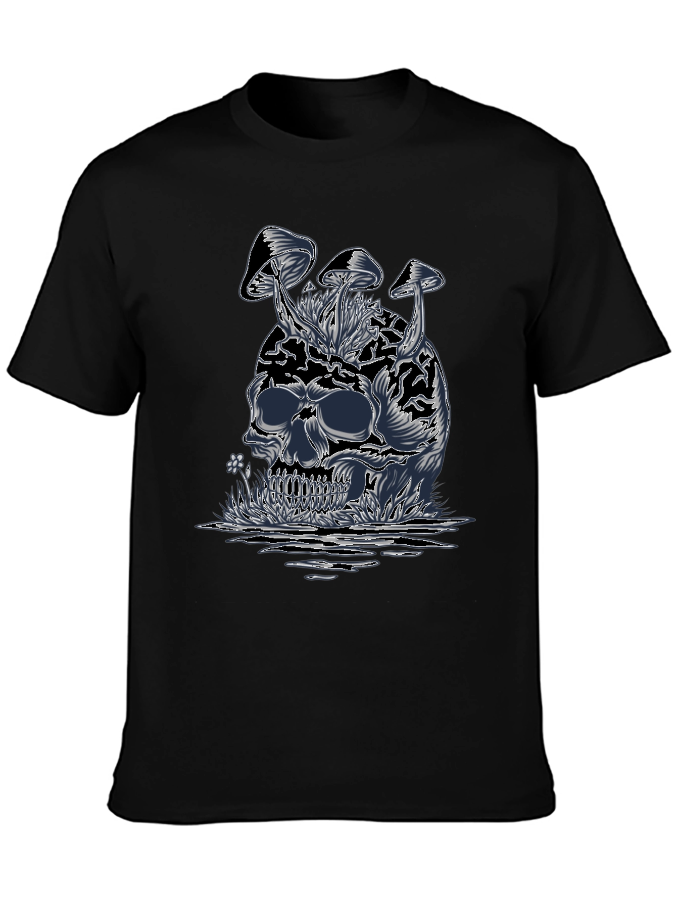 Skull & Mushroom Graphic Tee - Dark Style