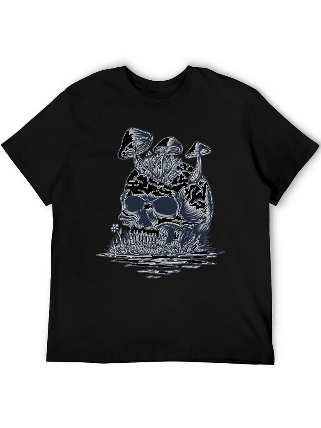 Skull & Mushroom Graphic Tee - Dark Style