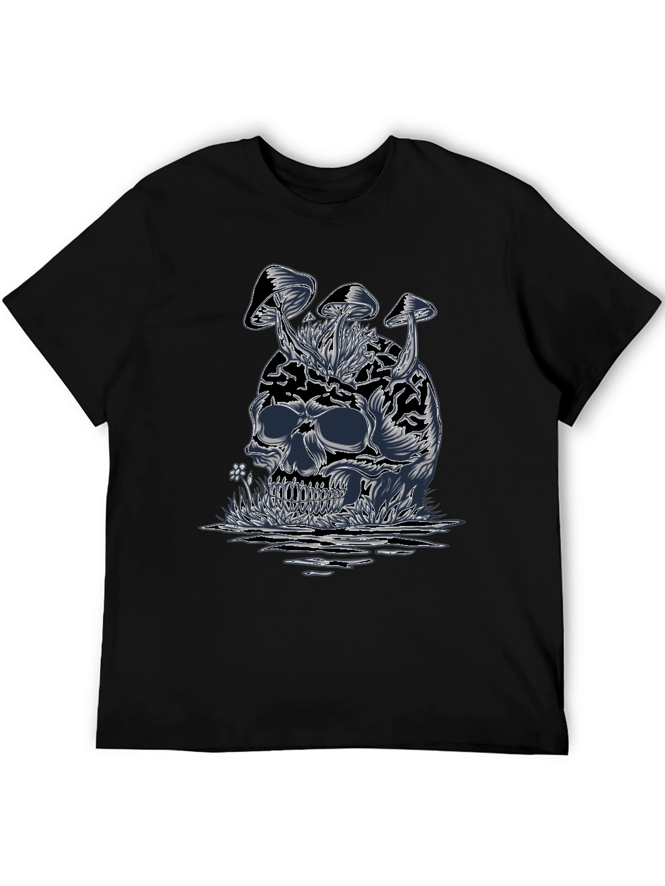 Skull & Mushroom Graphic Tee - Dark Style