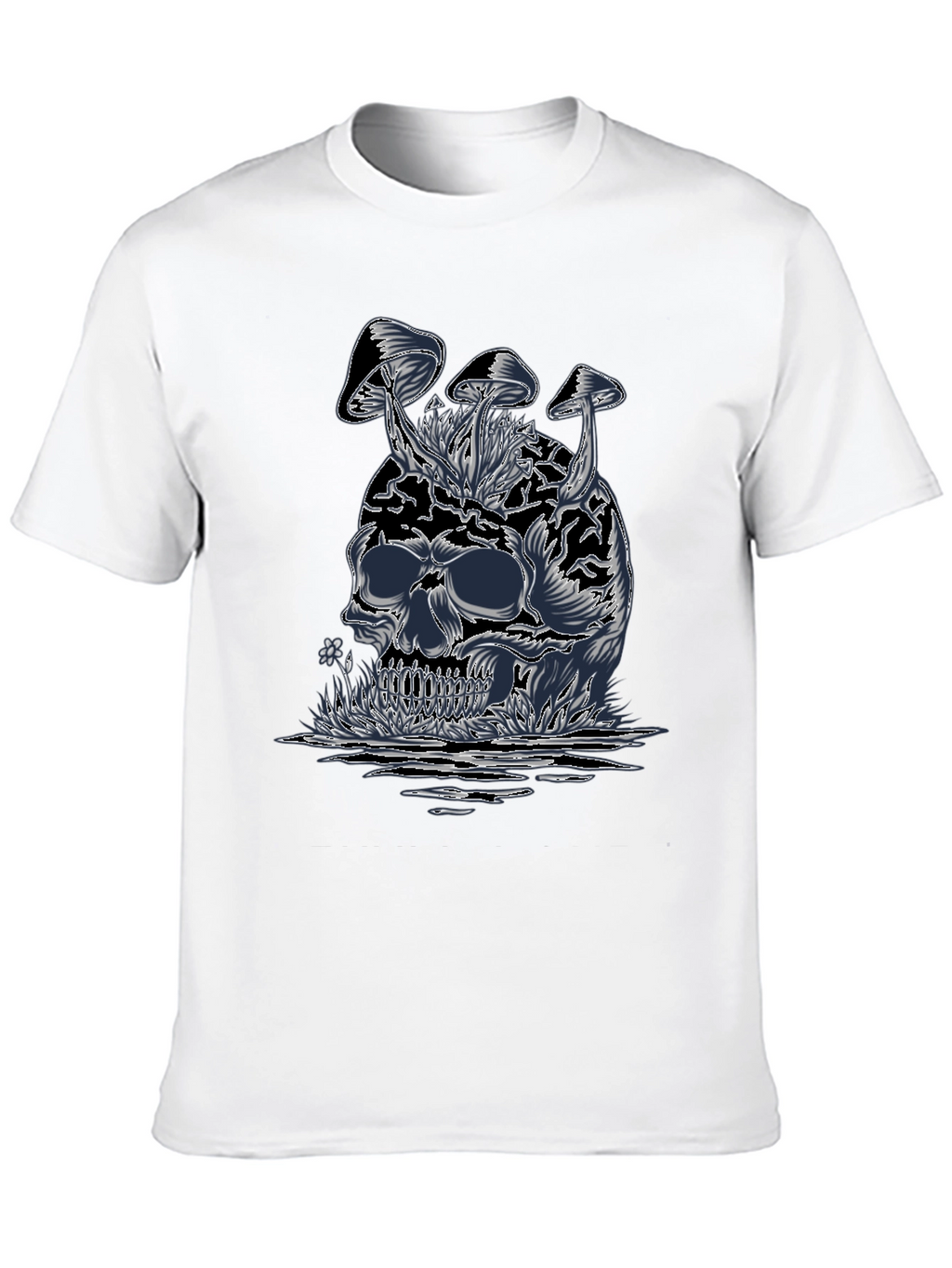 Skull & Mushroom Graphic Tee - Dark Style