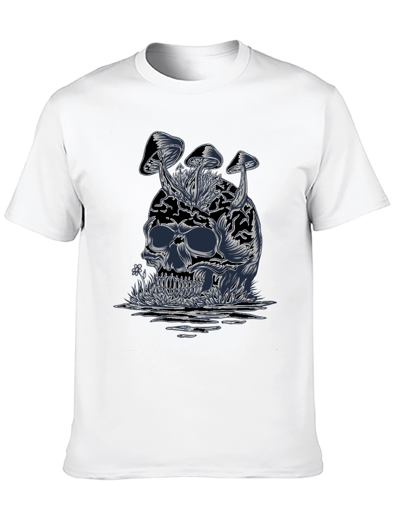 Skull & Mushroom Graphic Tee - Dark Style