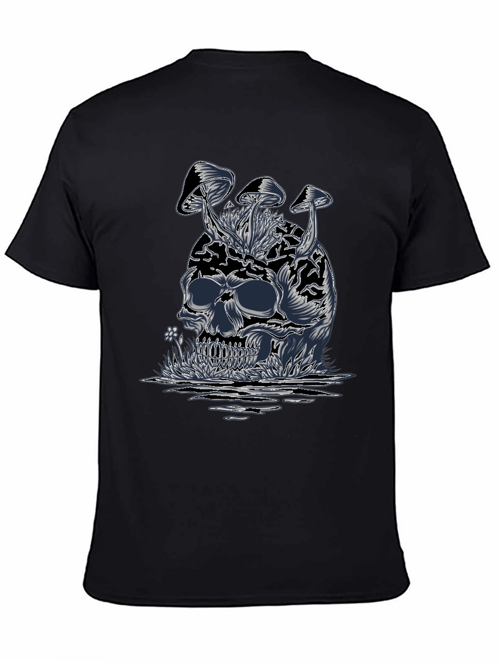 Skull & Mushroom Graphic Tee - Dark Style