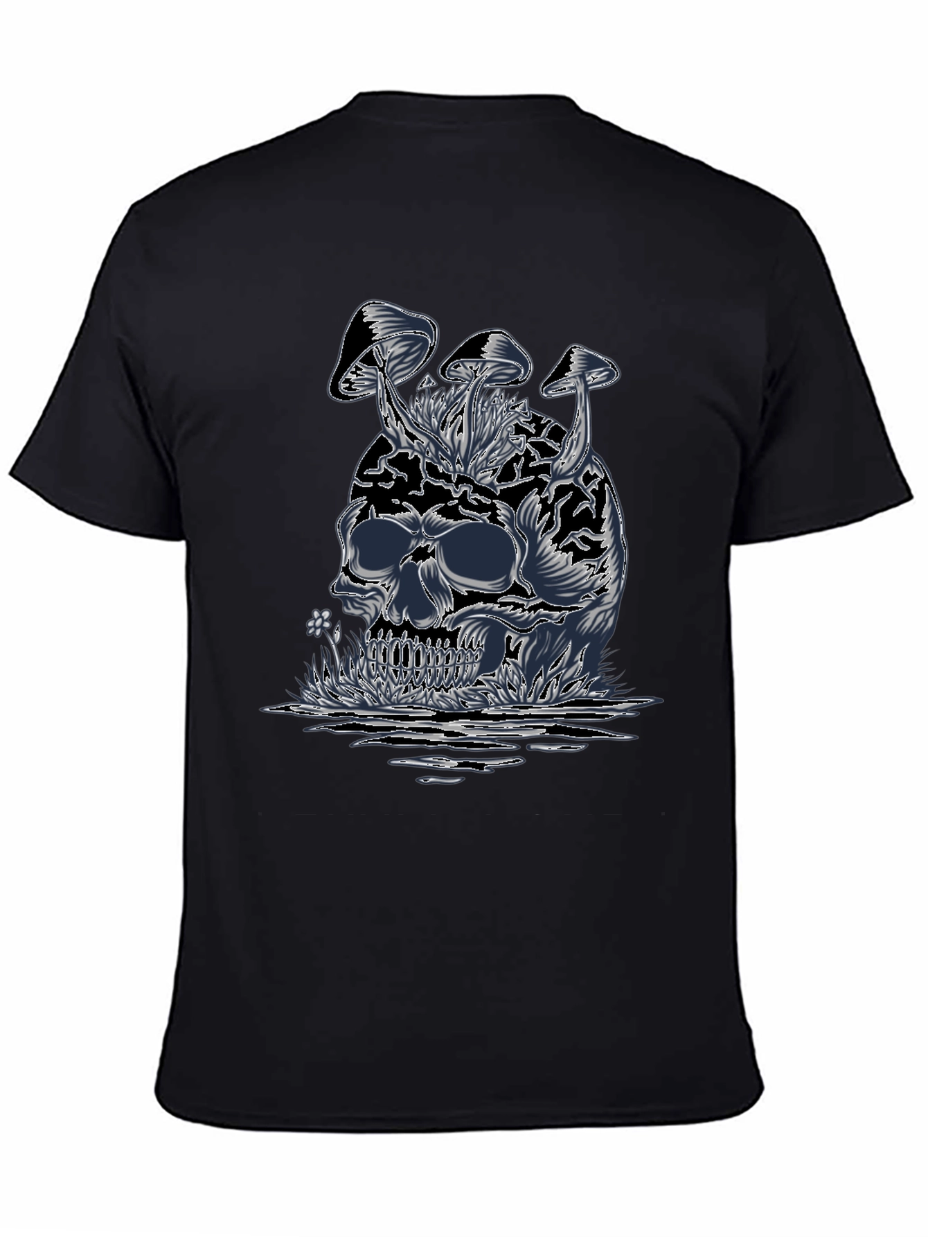 Skull & Mushroom Graphic Tee - Dark Style