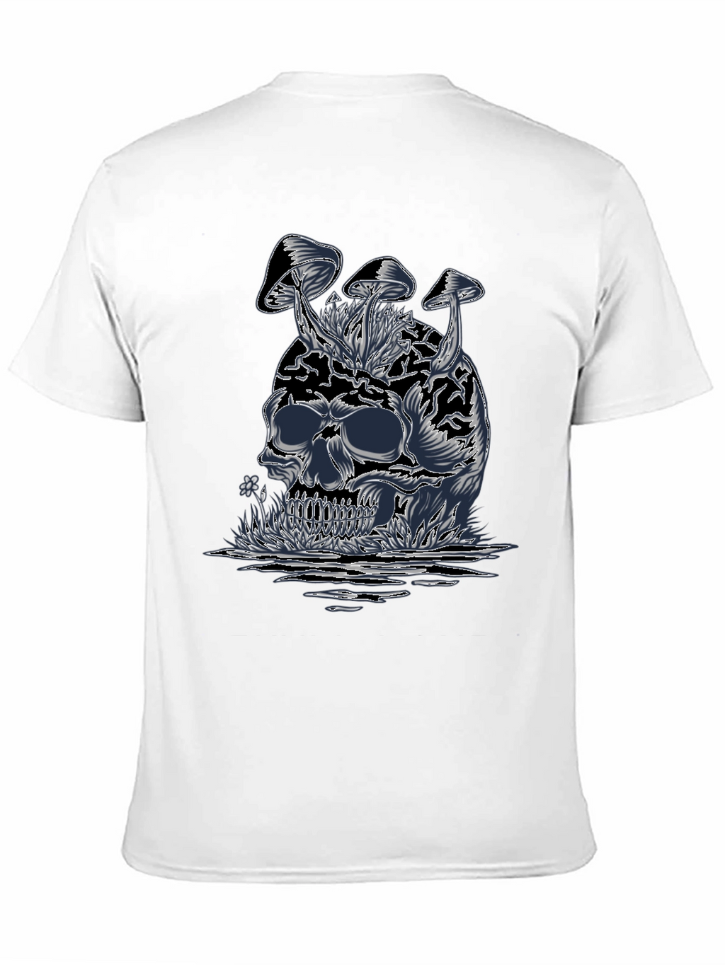 Skull & Mushroom Graphic Tee - Dark Style