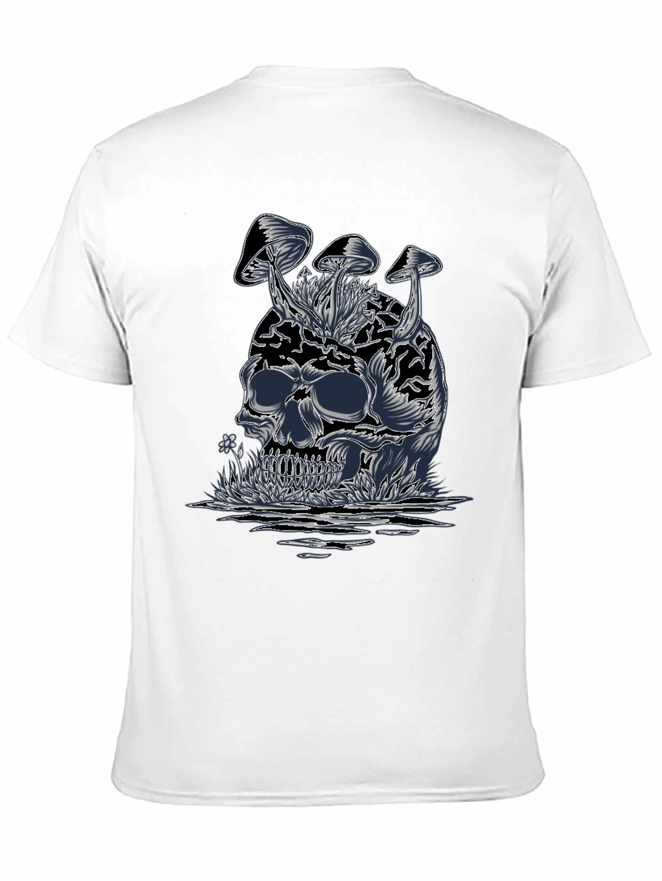 Skull & Mushroom Graphic Tee - Dark Style