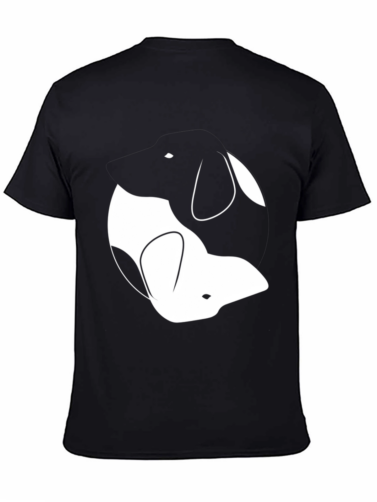 Yin Yang Dogs Graphic Tee - Classic Black Cotton T-Shirt