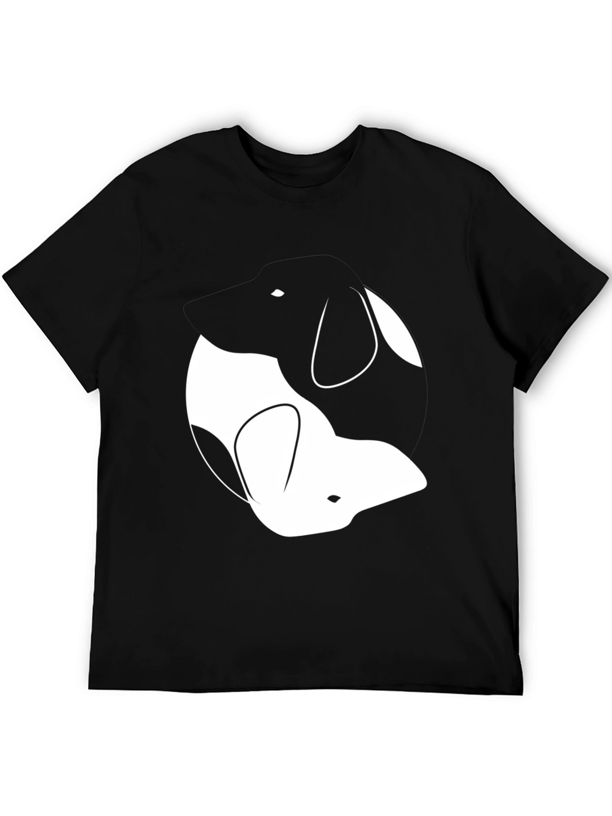 Yin Yang Dogs Graphic Tee - Classic Black Cotton T-Shirt