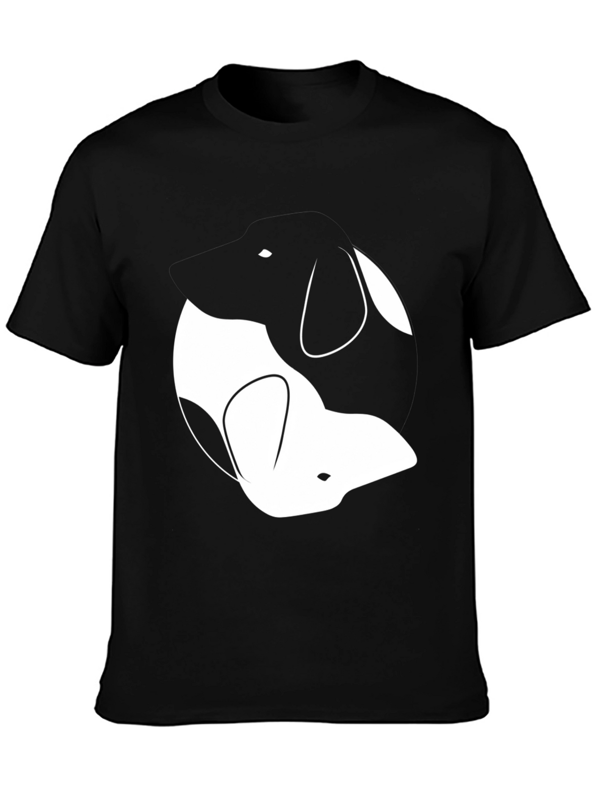 Yin Yang Dogs Graphic Tee - Classic Black Cotton T-Shirt