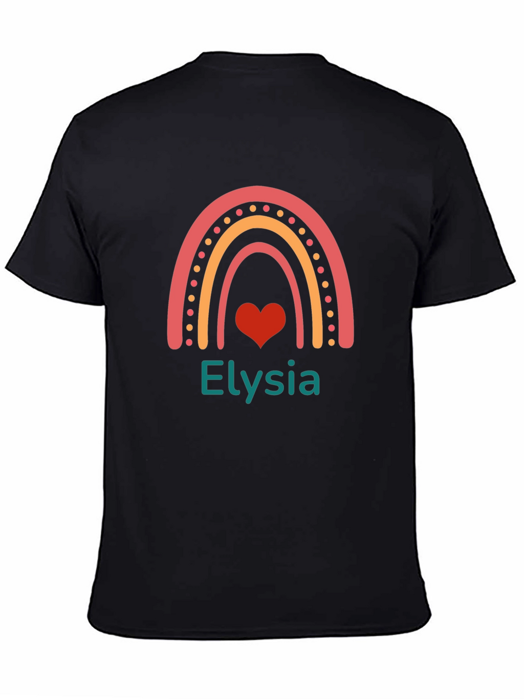 Elysia Rainbow Heart Personalized Black T-Shirt