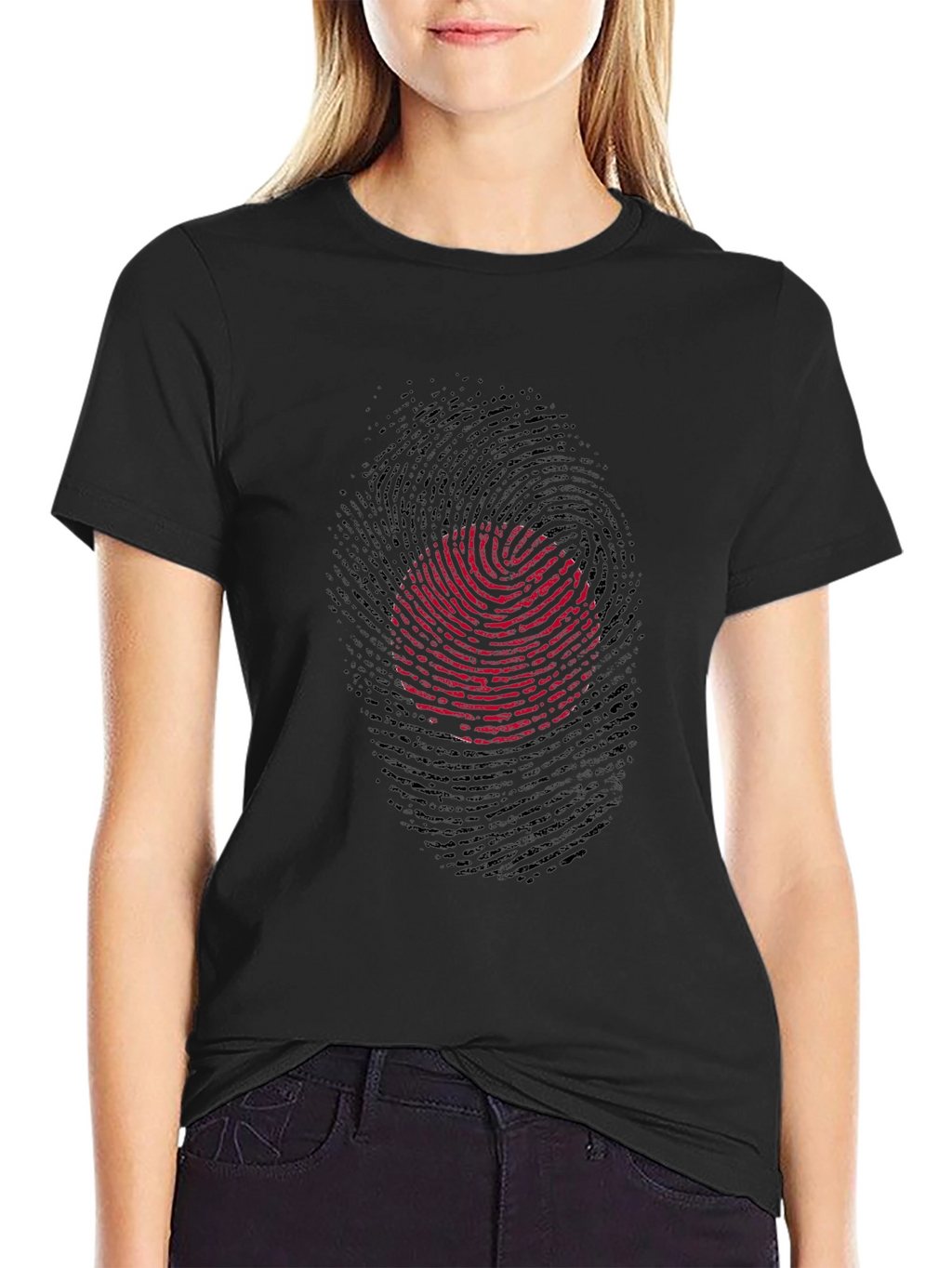 Fingerprint Circle Graphic Tee - Black