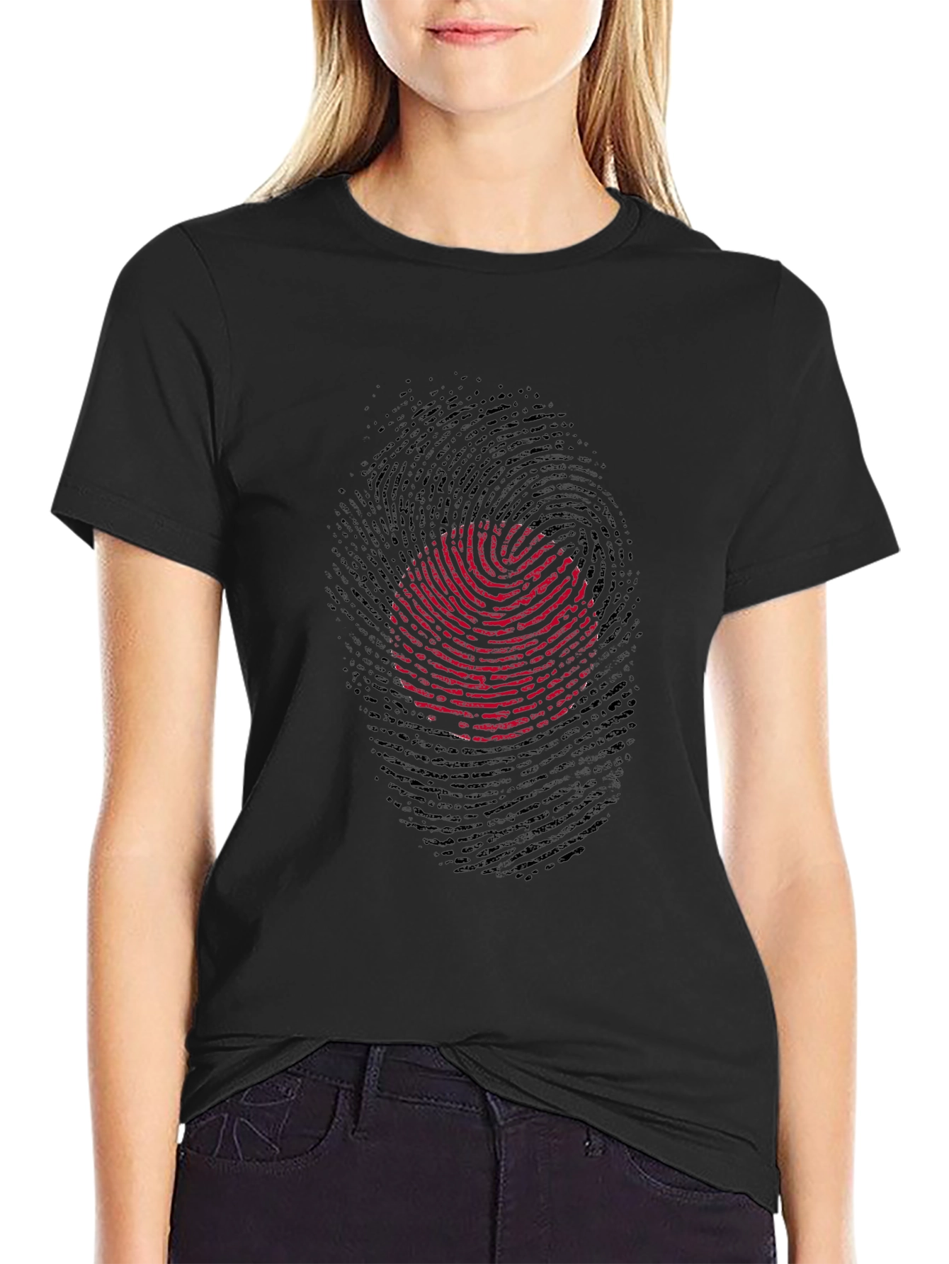 Fingerprint Circle Graphic Tee - Black
