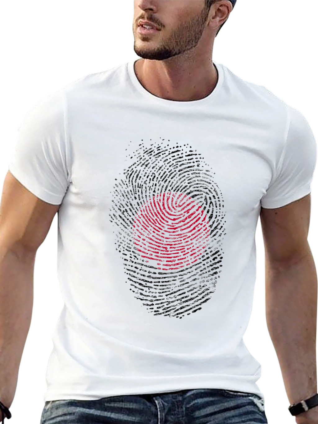 Fingerprint Circle Graphic Tee - Black