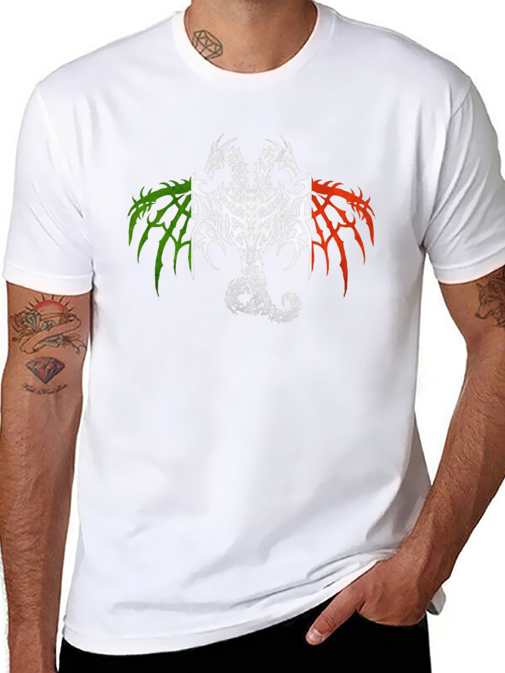 Two Headed Dragon Graphic Tee - Black