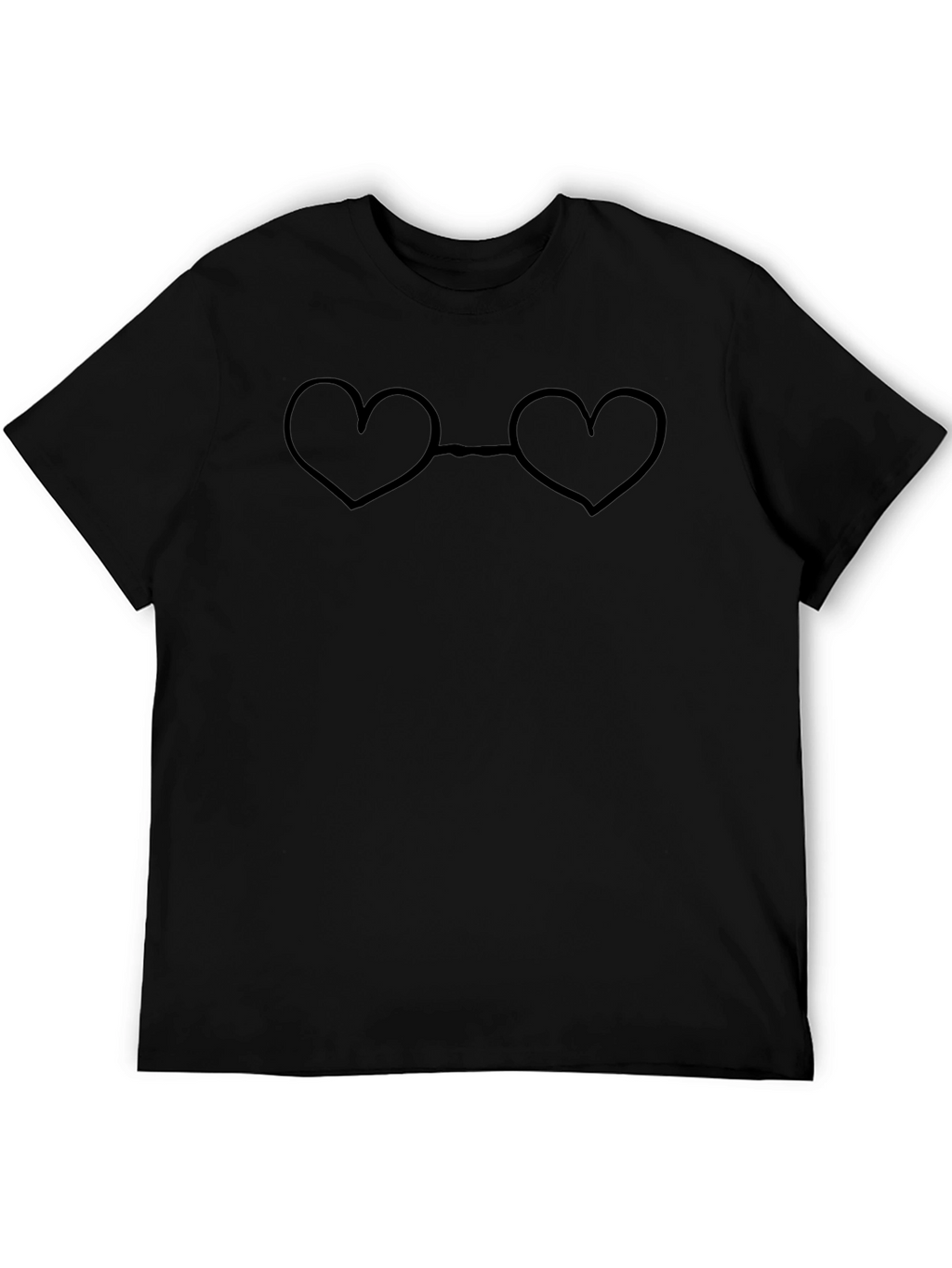 Heart Glasses Graphic Tee - Casual Black T-Shirt