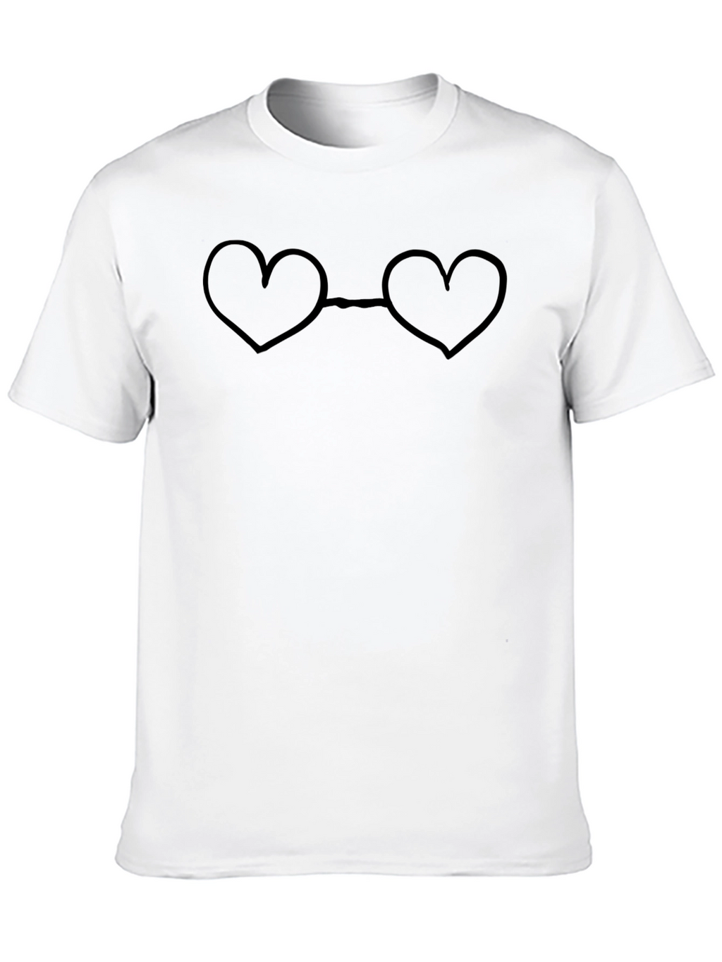 Heart Glasses Graphic Tee - Casual Black T-Shirt