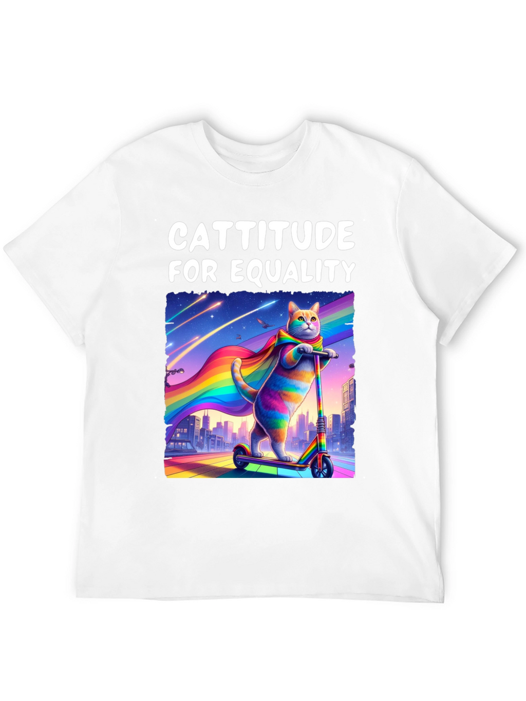 Cattitude For Equality T-Shirt - LGBTQ+ Pride Cat