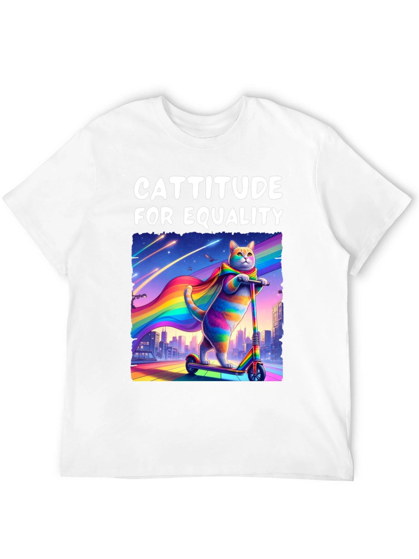 Cattitude For Equality T-Shirt - LGBTQ+ Pride Cat