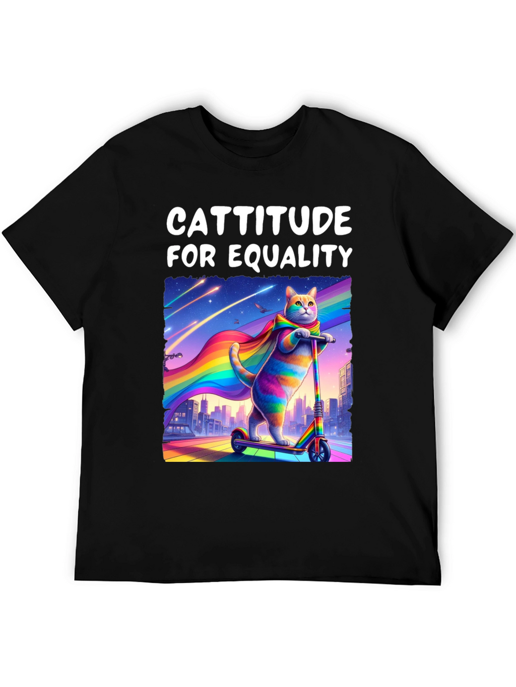 Cattitude For Equality T-Shirt - LGBTQ+ Pride Cat