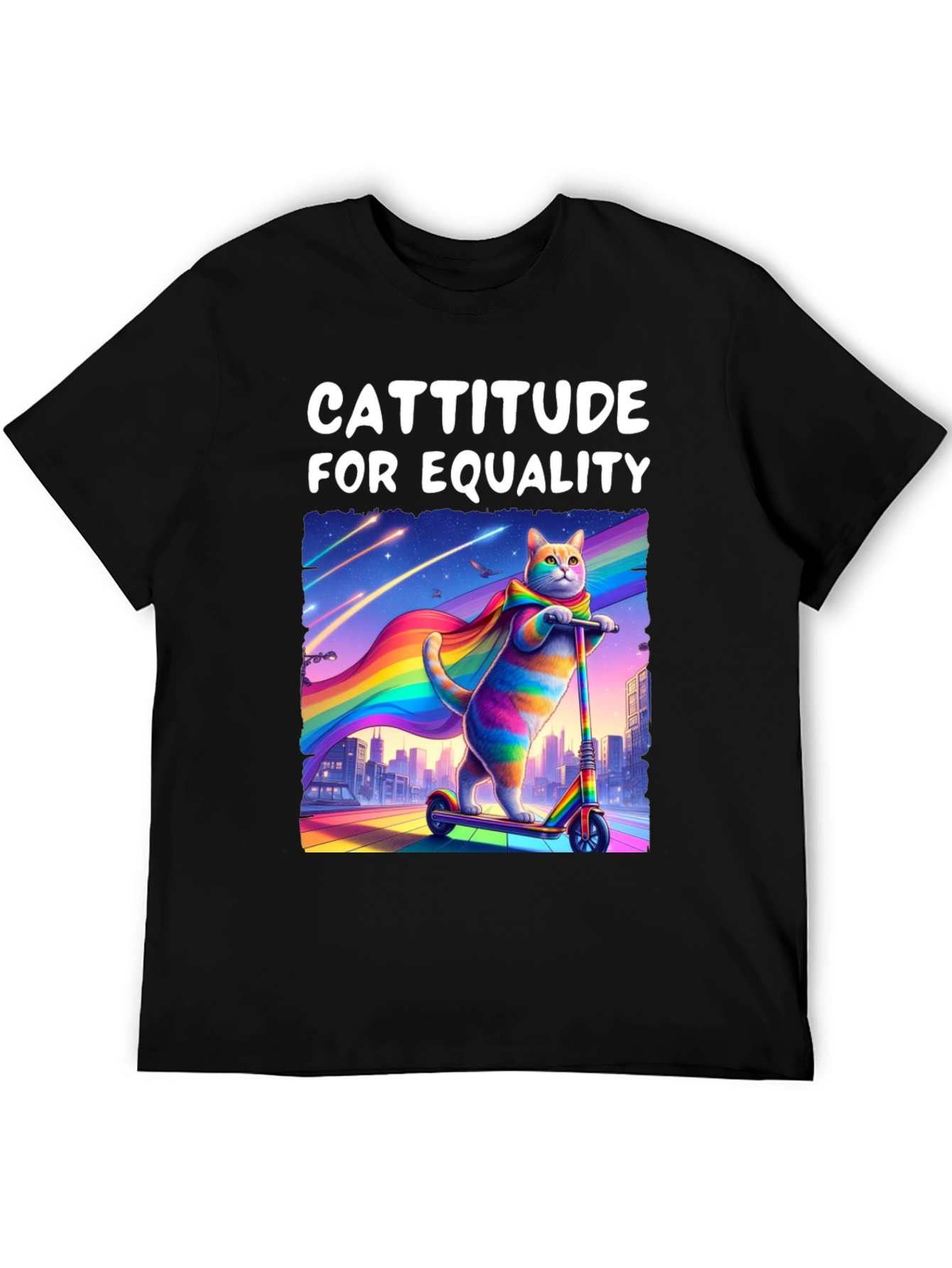 Cattitude For Equality T-Shirt - LGBTQ+ Pride Cat
