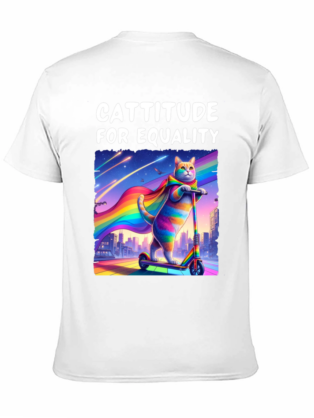 Cattitude For Equality T-Shirt - LGBTQ+ Pride Cat