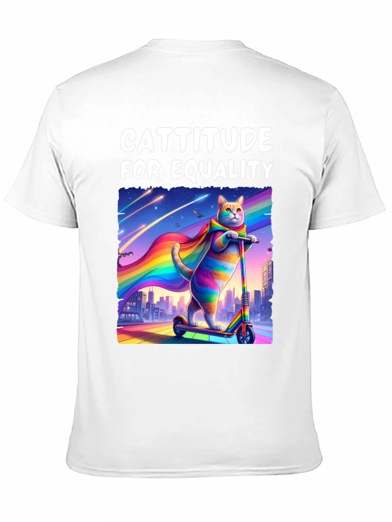 Cattitude For Equality T-Shirt - LGBTQ+ Pride Cat