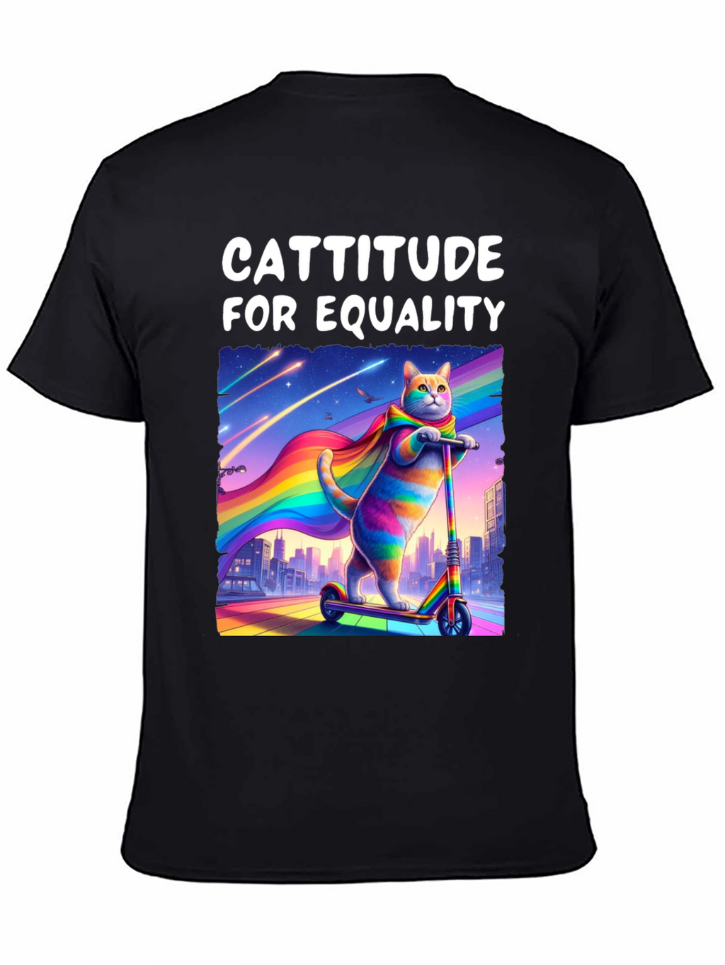 Cattitude For Equality T-Shirt - LGBTQ+ Pride Cat