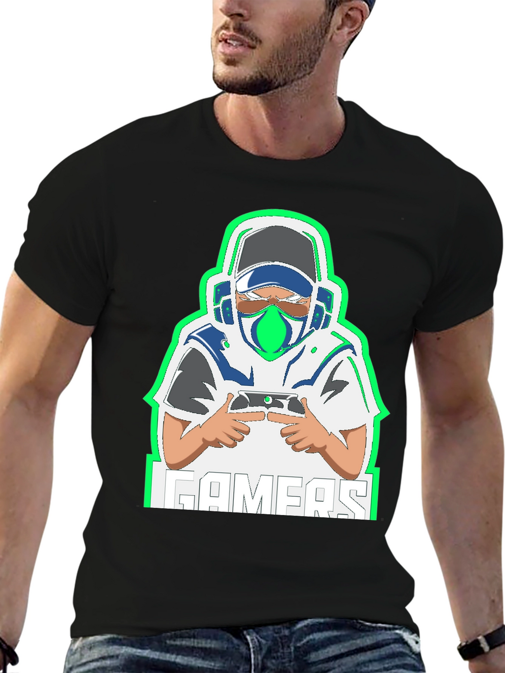 Gamer Graphic Tee - Black Cotton Blend