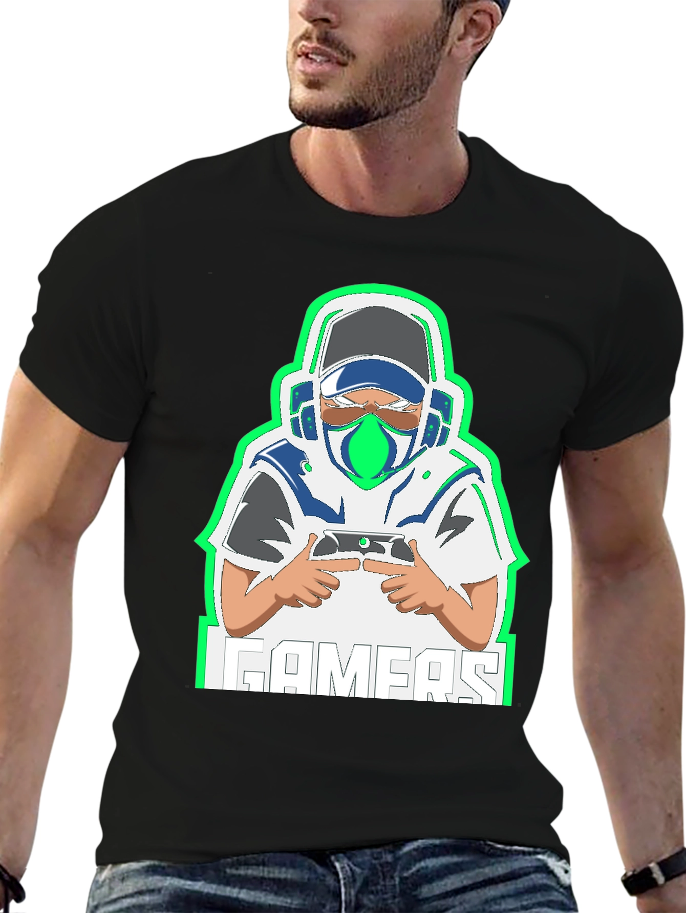 Gamer Graphic Tee - Black Cotton Blend