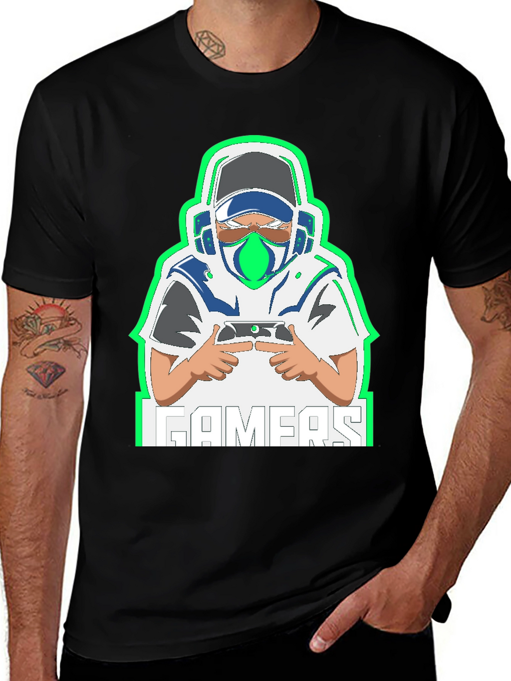 Gamer Graphic Tee - Black Cotton Blend