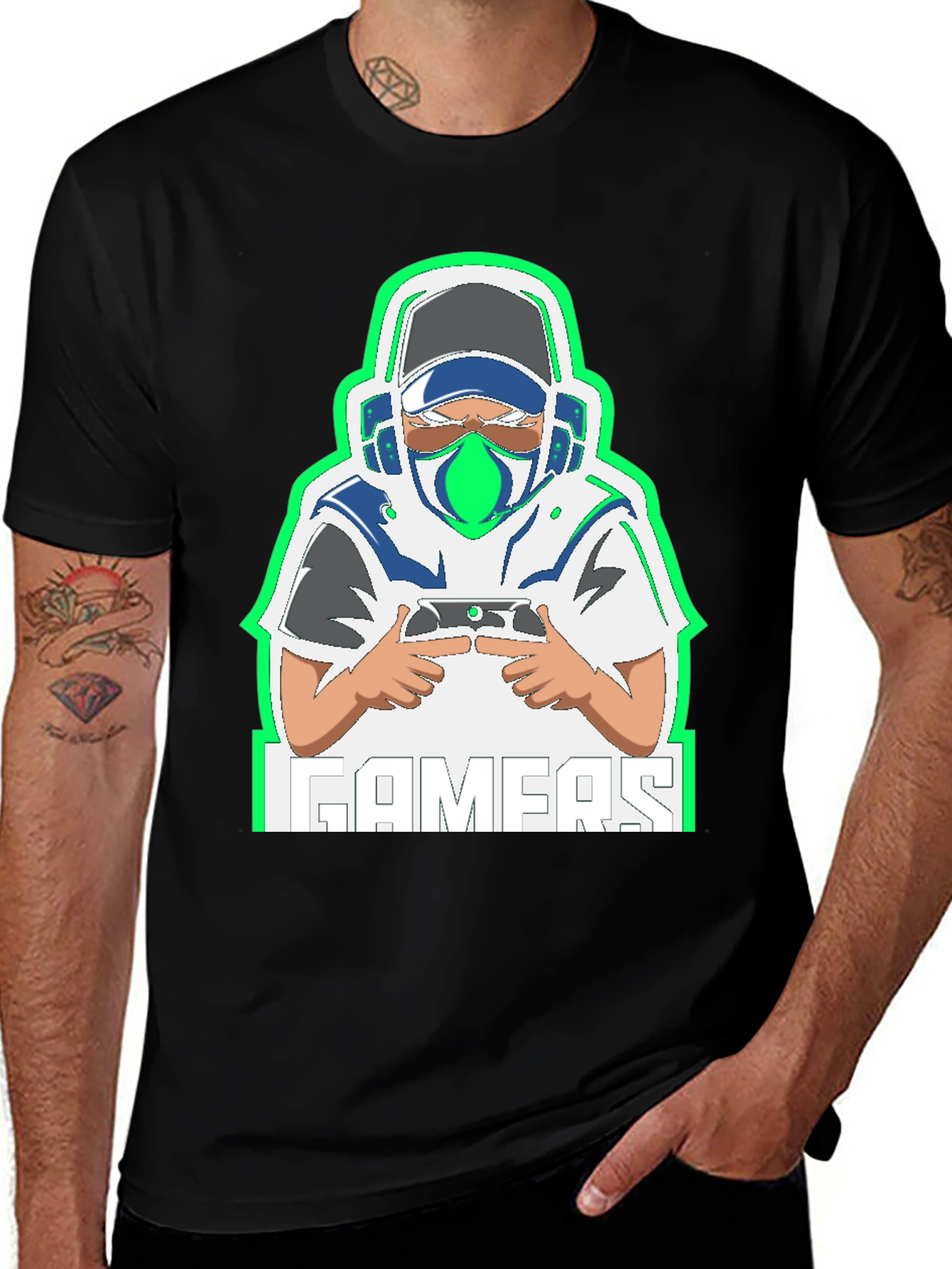 Gamer Graphic Tee - Black Cotton Blend