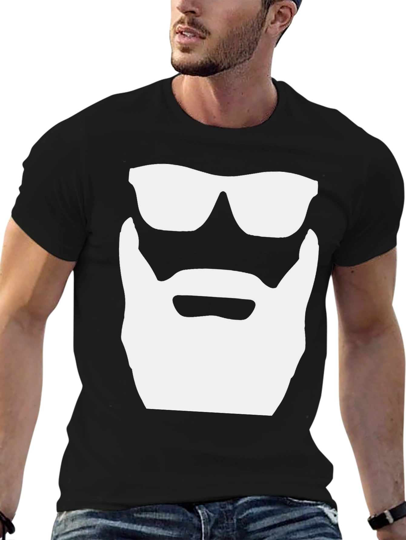 Cool Beard & Shades Graphic Tee - Classic Black T-Shirt