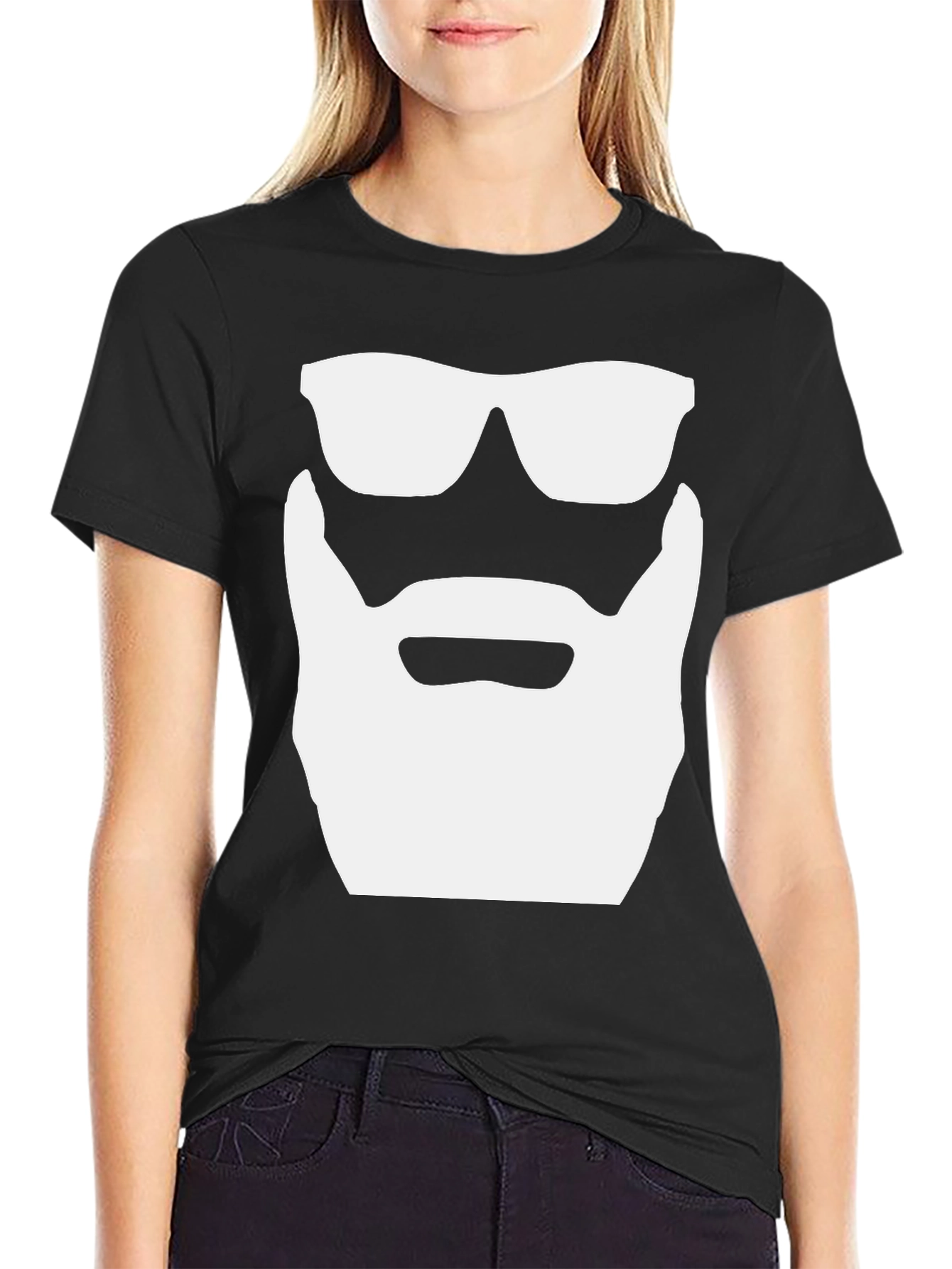 Cool Beard & Shades Graphic Tee - Classic Black T-Shirt