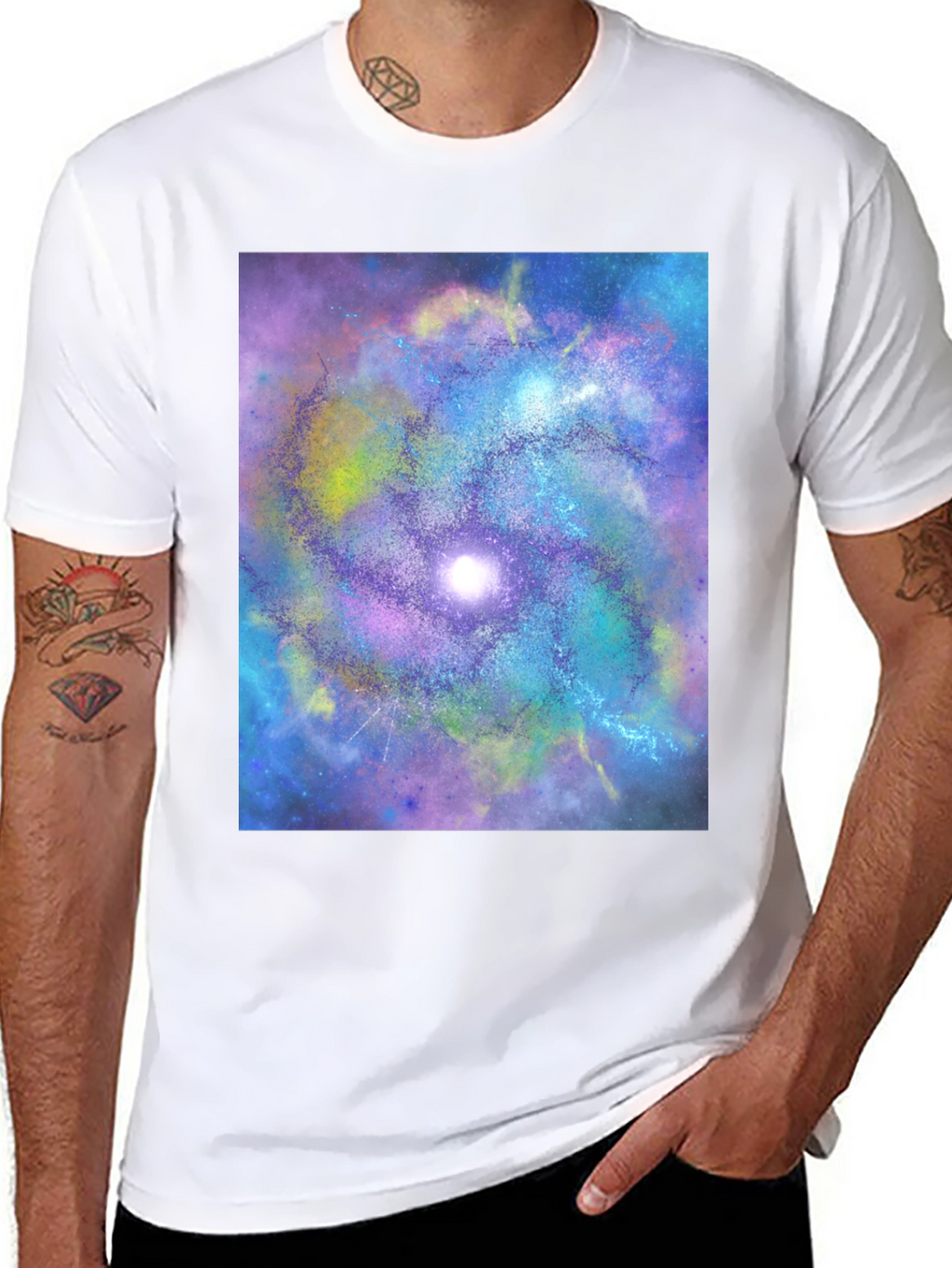 Galaxy Swirl Graphic Tee - Black Cotton Comfort