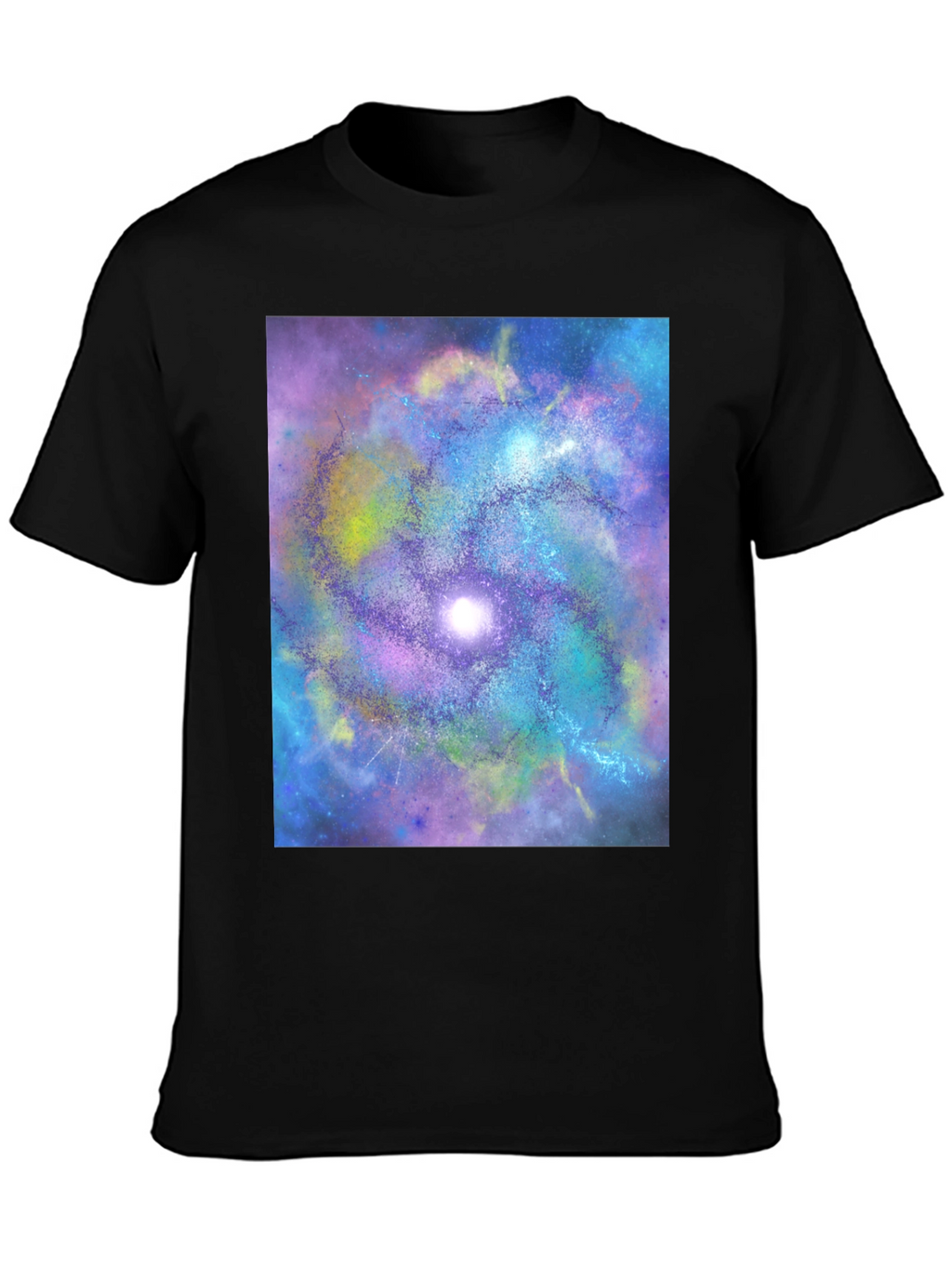 Galaxy Swirl Graphic Tee - Black Cotton Comfort