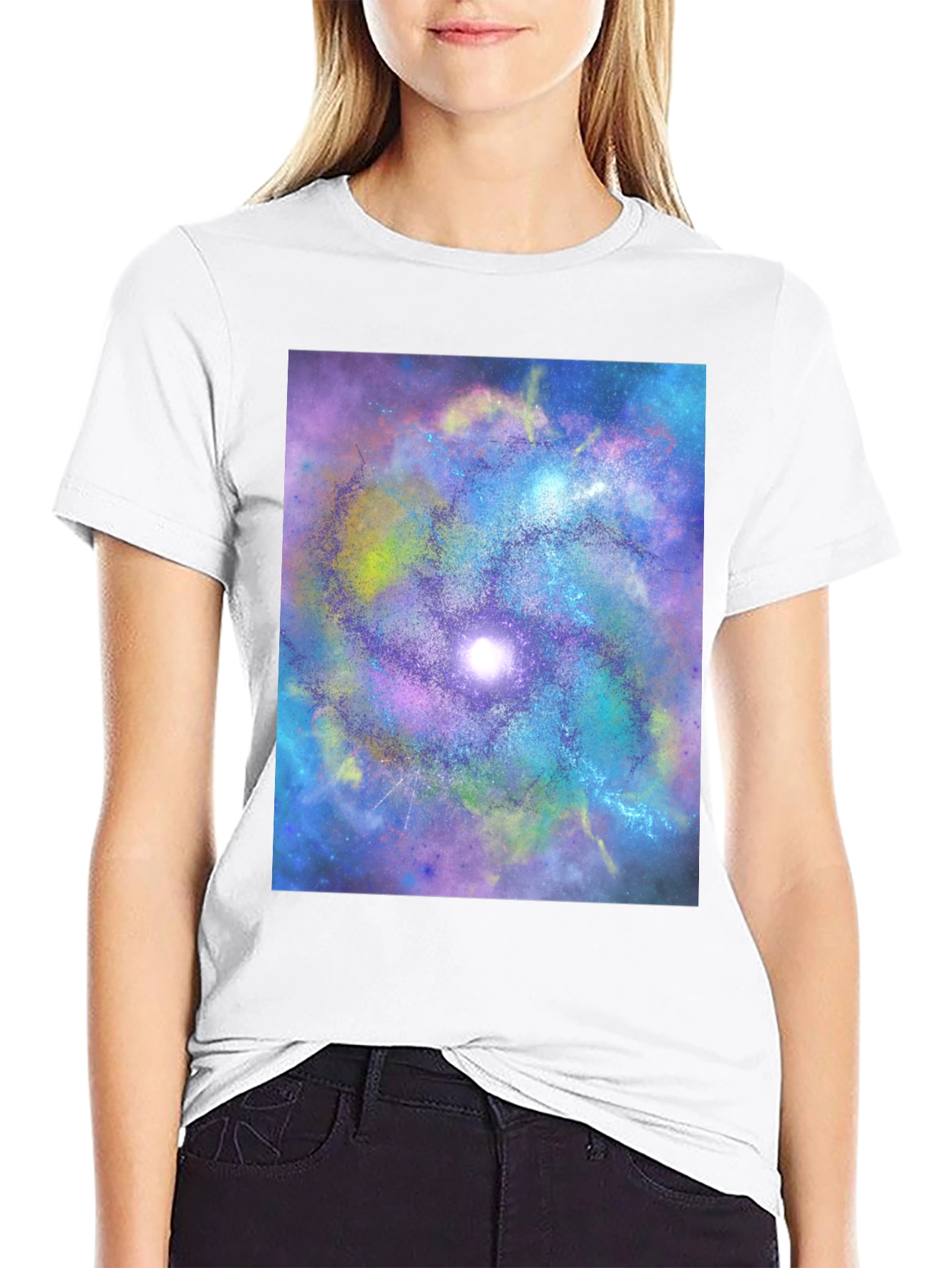 Galaxy Swirl Graphic Tee - Black Cotton Comfort