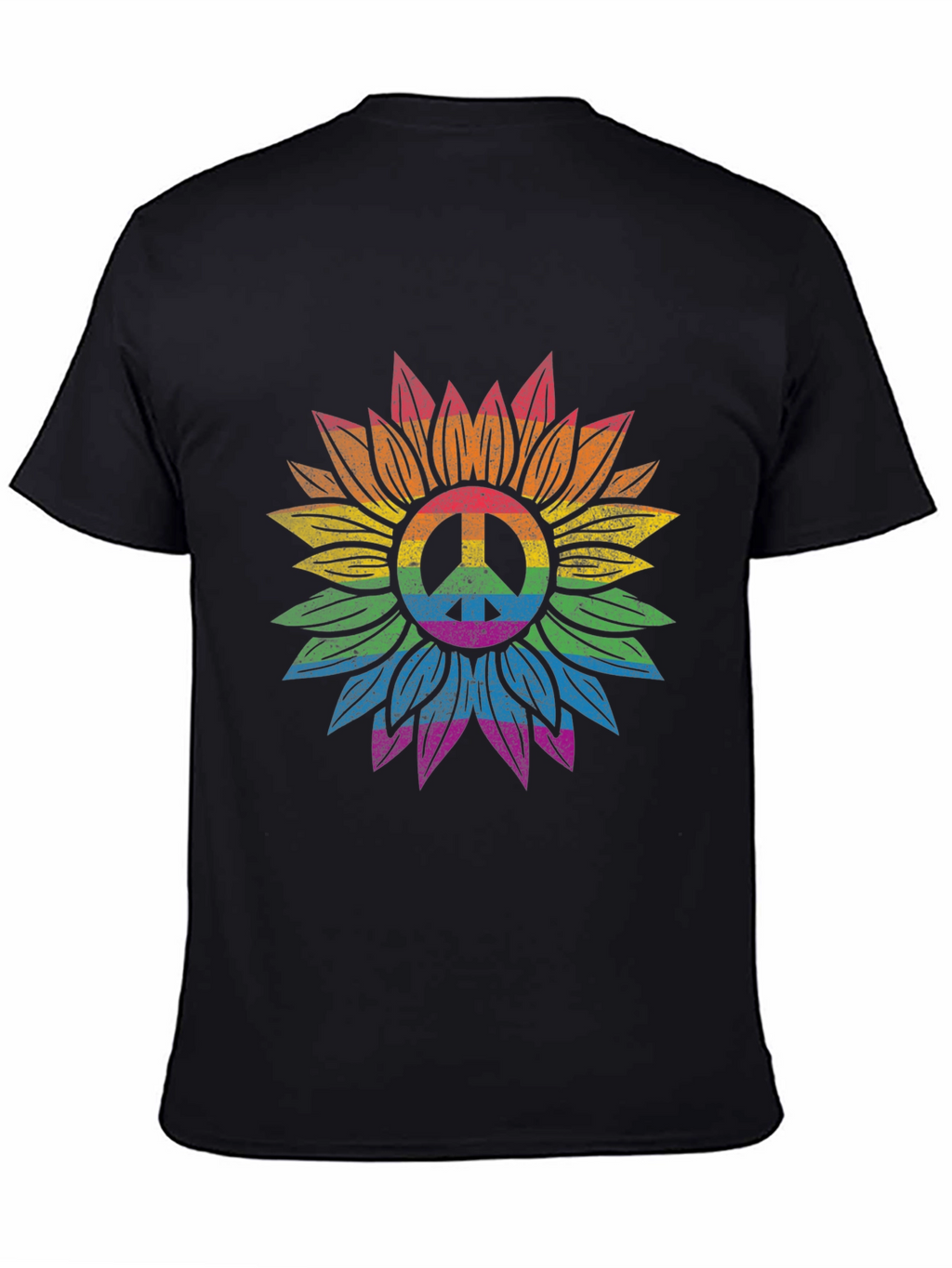Rainbow Peace Sign Sunflower Graphic Tee