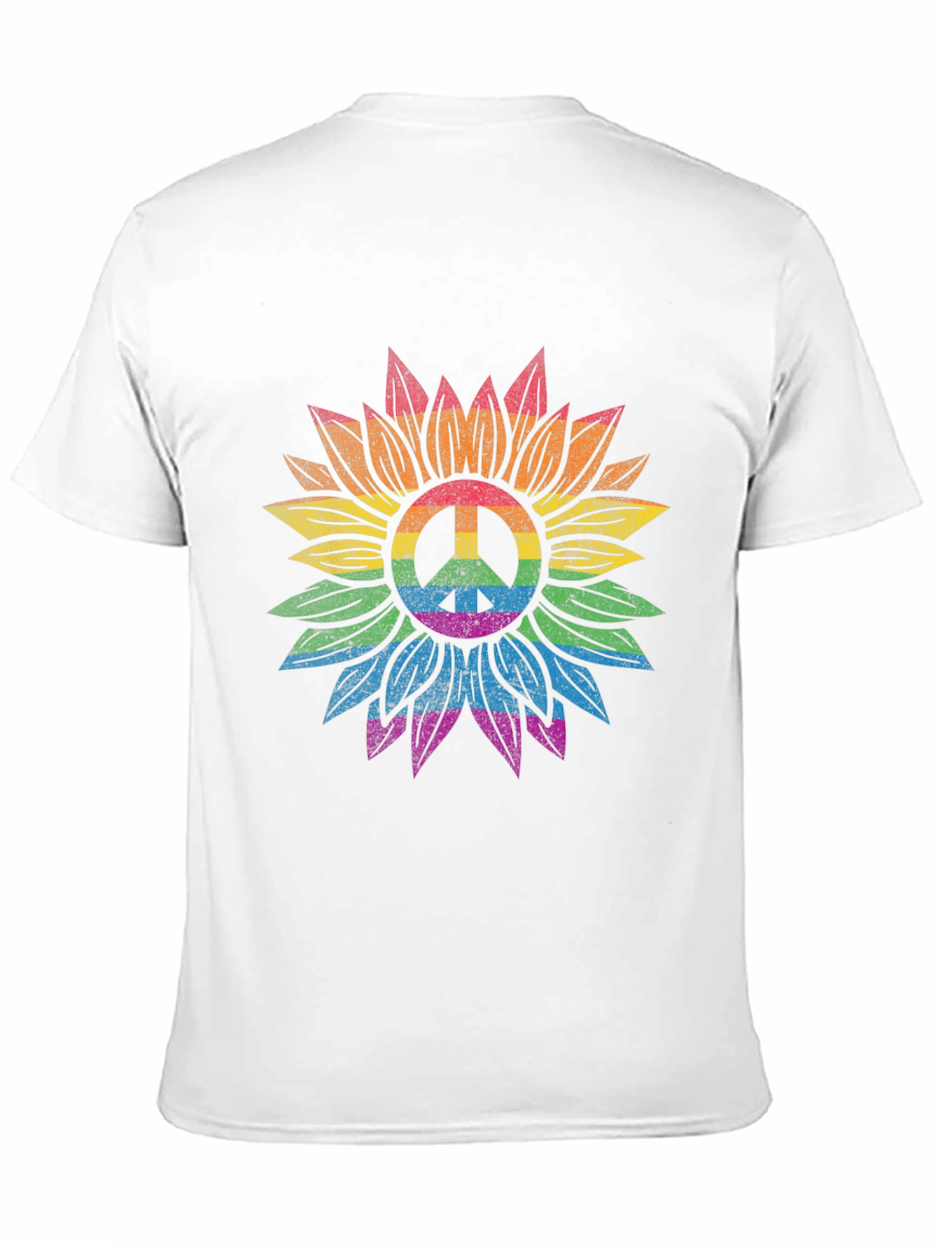 Rainbow Peace Sign Sunflower Graphic Tee