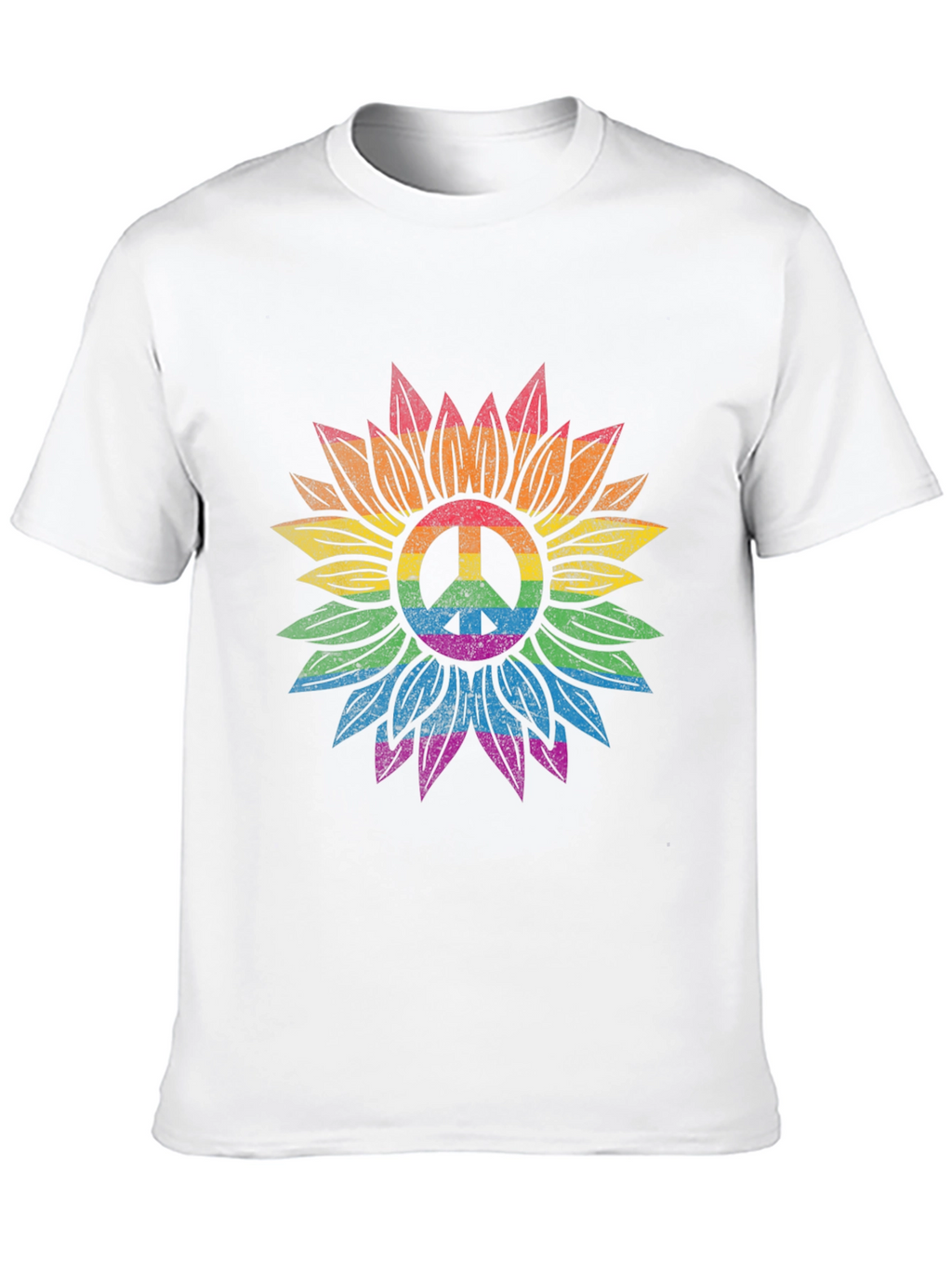 Rainbow Peace Sign Sunflower Graphic Tee