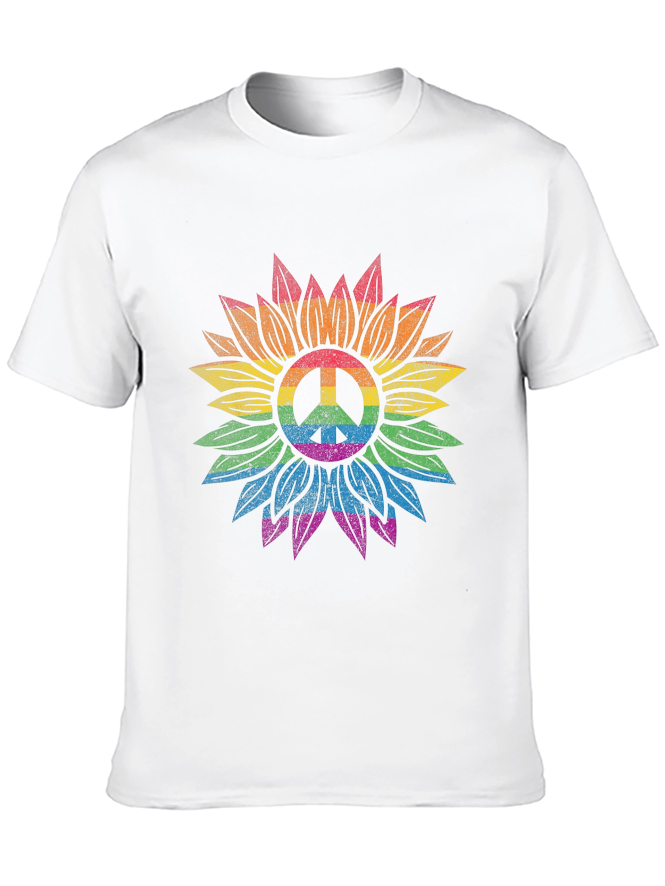 Rainbow Peace Sign Sunflower Graphic Tee