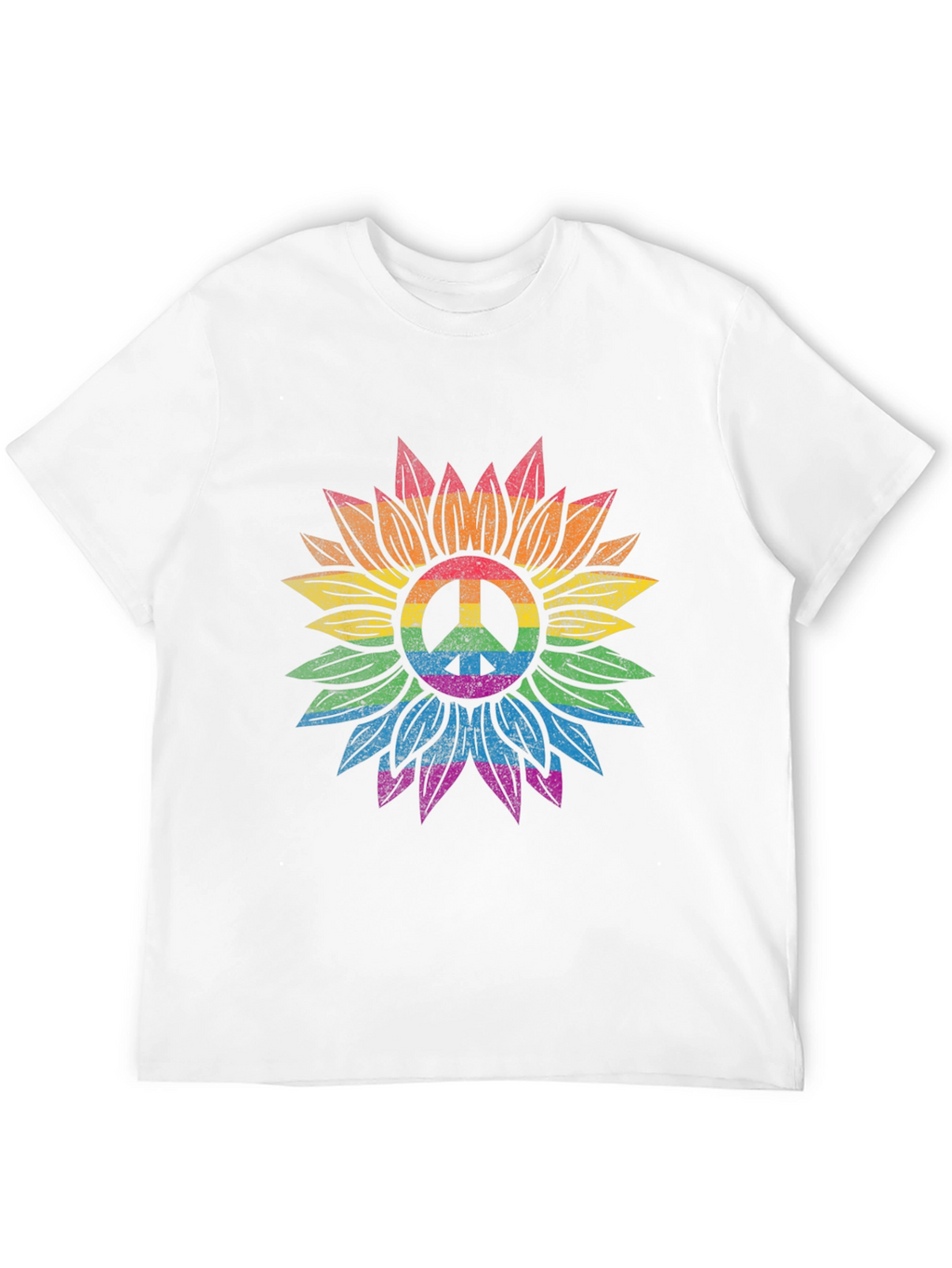 Rainbow Peace Sign Sunflower Graphic Tee