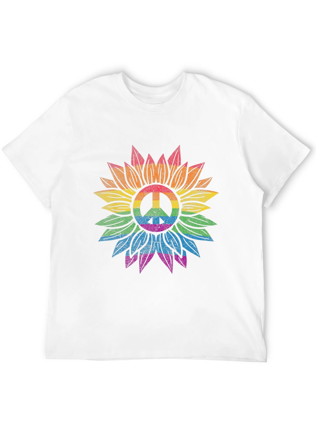 Rainbow Peace Sign Sunflower Graphic Tee
